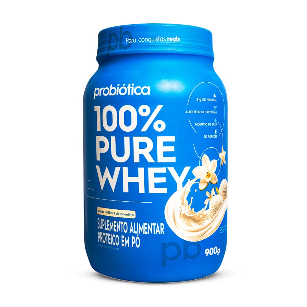 100% Pure Whey 900g suplemento Probiótica BAUNILHA