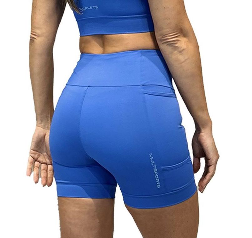 Bermuda 4 Pockets MEDIUM Feminina Azul Bermuda Corrida Feminina Compressão Parte de Baixo FLETS