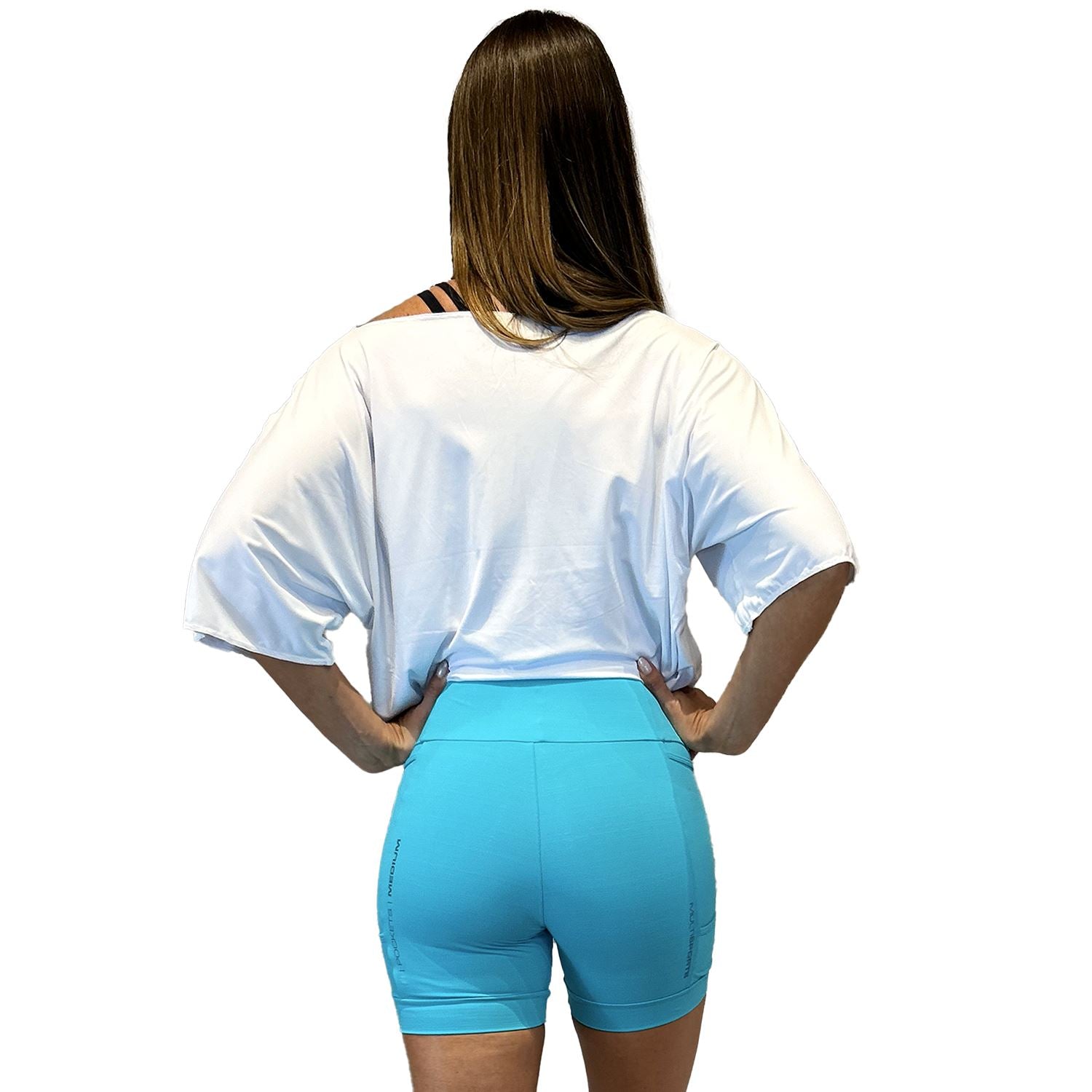 Bermuda 4 Pockets MEDIUM | Feminina Azul Tiffany Bermuda Corrida Feminina Compressão Parte de Baixo FLETS