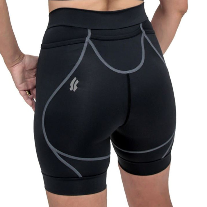 Bermuda Run BIA | Preta Costura Estanho Bermuda Corrida Feminina Compressão Parte de Baixo FLETS