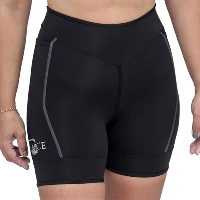 Bermuda Run NICE l Preta costura Estanho Bermuda Corrida Feminina Compressão Parte de Baixo FLETS