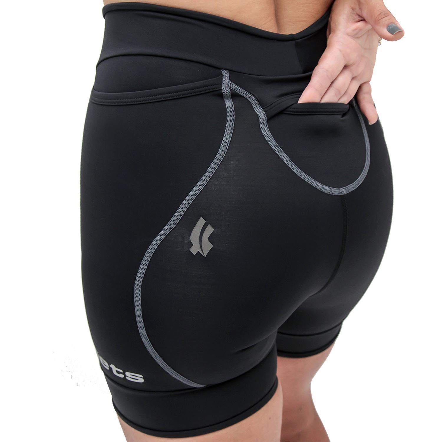 Bermuda Run NICE l Preta costura Estanho Bermuda Corrida Feminina Compressão Parte de Baixo FLETS
