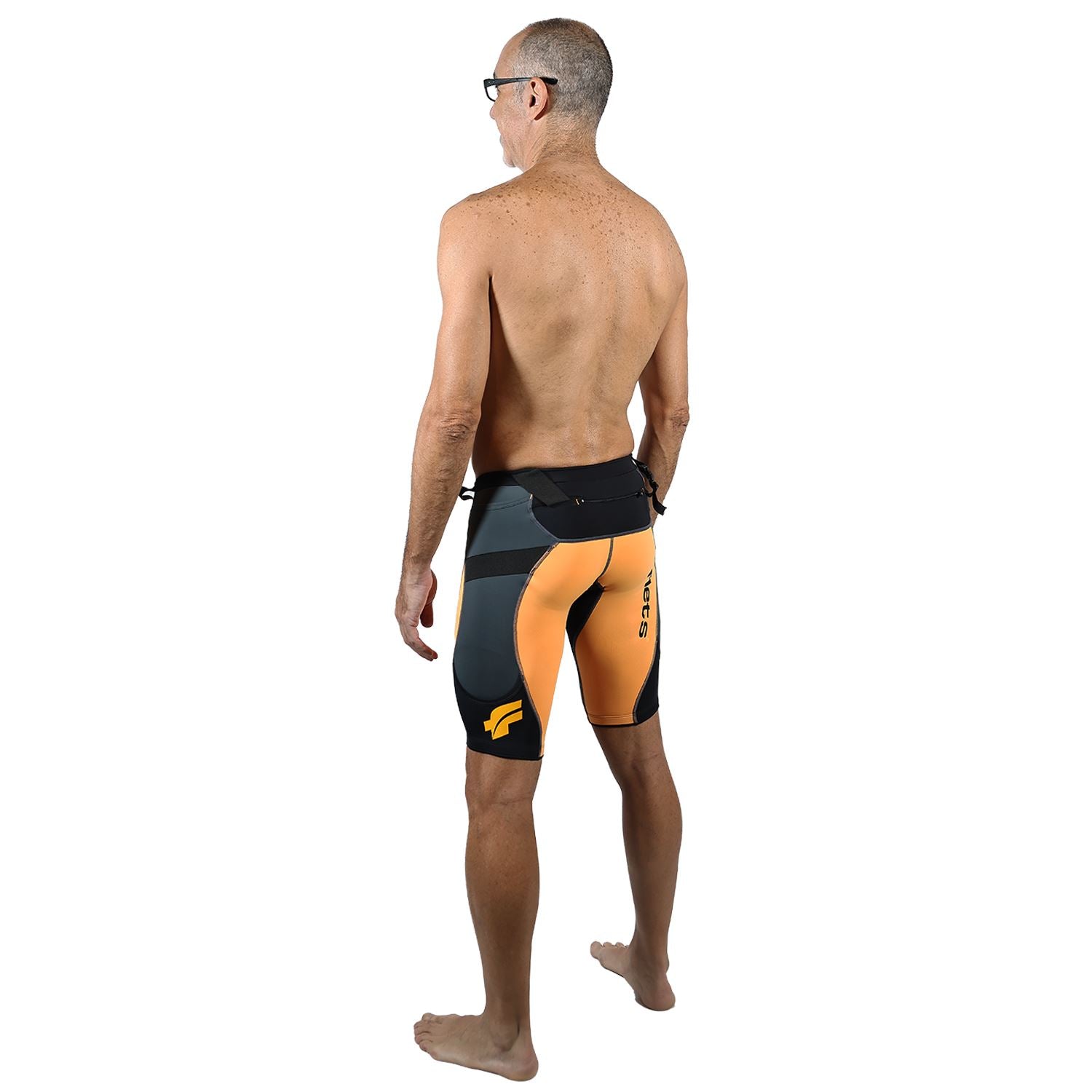 Bermuda TRAIL RUNNING Laranja/Preta/Estanho - Masculina Bermuda Corrida Masculina Compressão Parte de Baixo FLETS