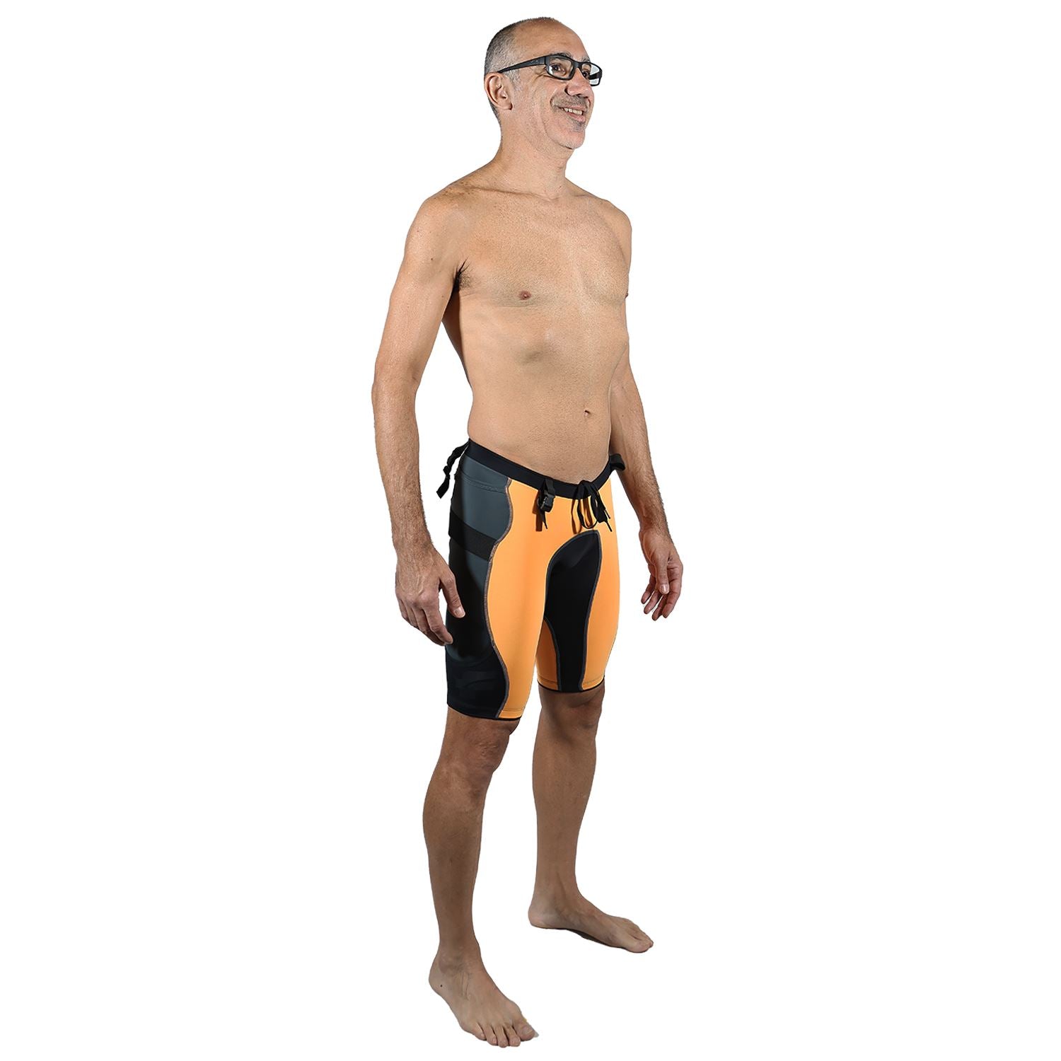 Bermuda TRAIL RUNNING Laranja/Preta/Estanho - Masculina Bermuda Corrida Masculina Compressão Parte de Baixo FLETS