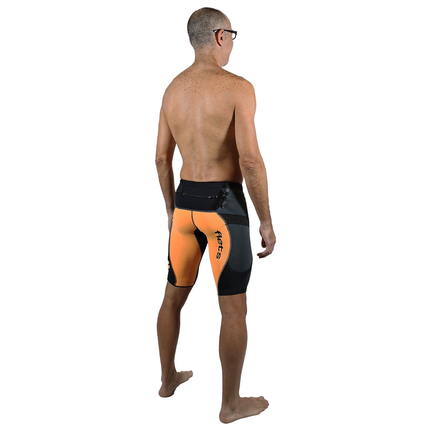Bermuda TRAIL RUNNING Laranja/Preta/Estanho - Masculina Bermuda Corrida Masculina Compressão Parte de Baixo FLETS
