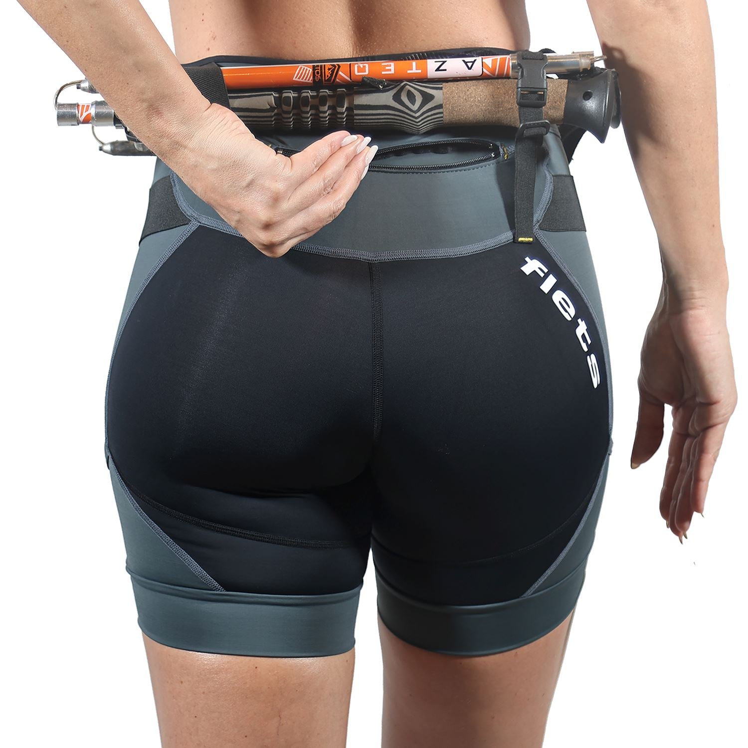 Bermuda Trail Running Preta | Estanho - Feminina Bermuda Corrida Feminina Compressão Parte de Baixo FLETS