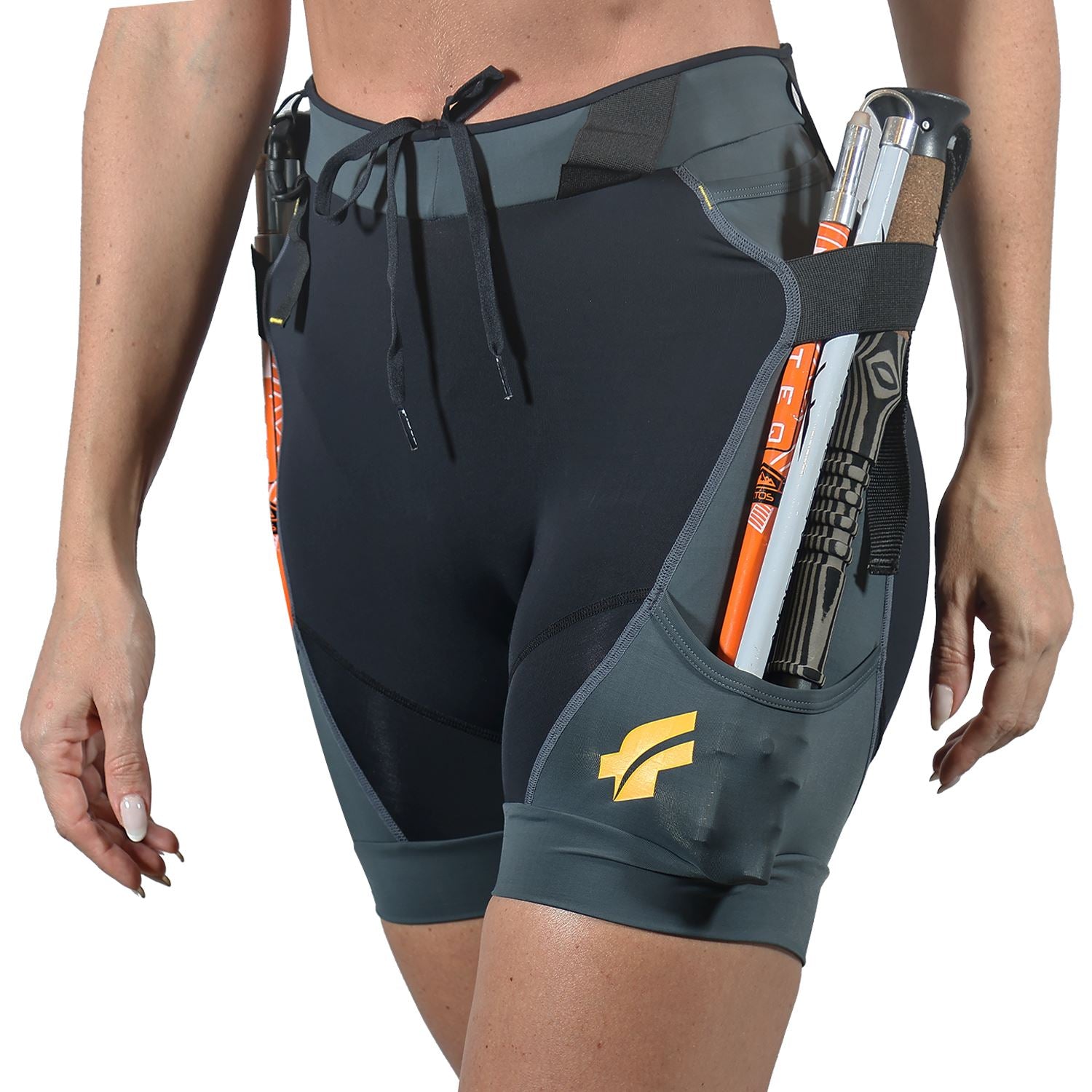 Bermuda Trail Running Preta | Estanho - Feminina Bermuda Corrida Feminina Compressão Parte de Baixo FLETS