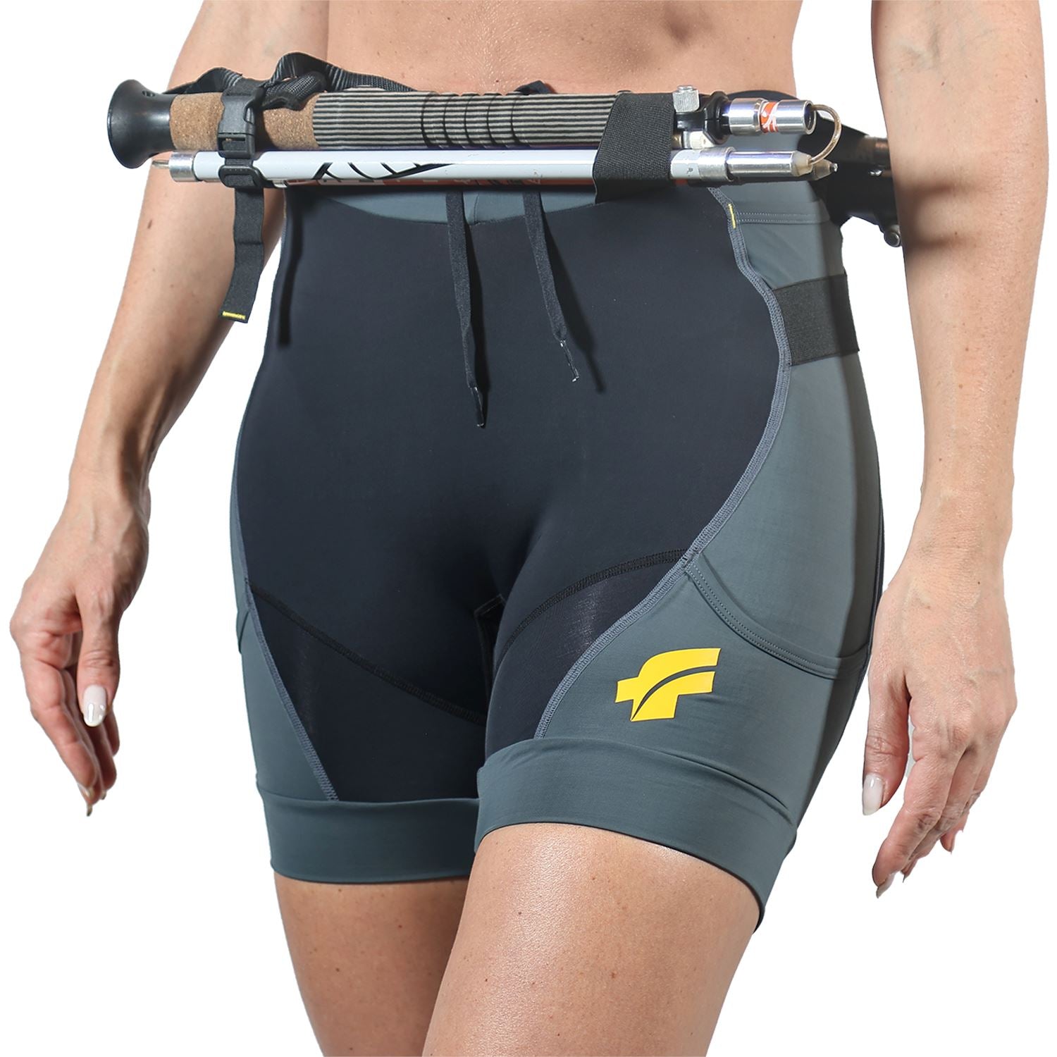 Bermuda Trail Running Preta | Estanho - Feminina Bermuda Corrida Feminina Compressão Parte de Baixo FLETS