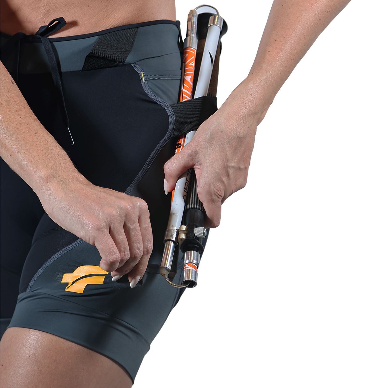 Bermuda Trail Running Preta | Estanho - Feminina Bermuda Corrida Feminina Compressão Parte de Baixo FLETS