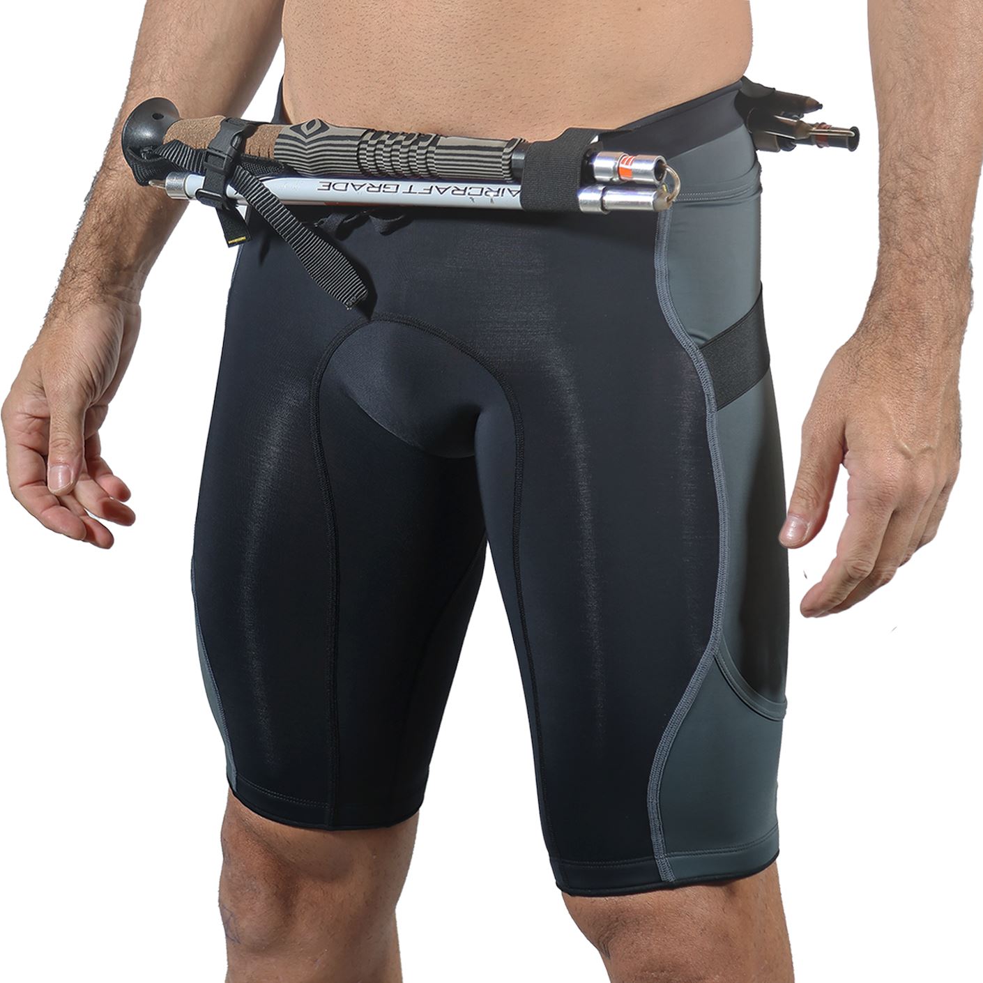 Bermuda TRAIL RUNNING Preta/Estanho - Masculina Bermuda Corrida Masculina Compressão Parte de Baixo FLETS