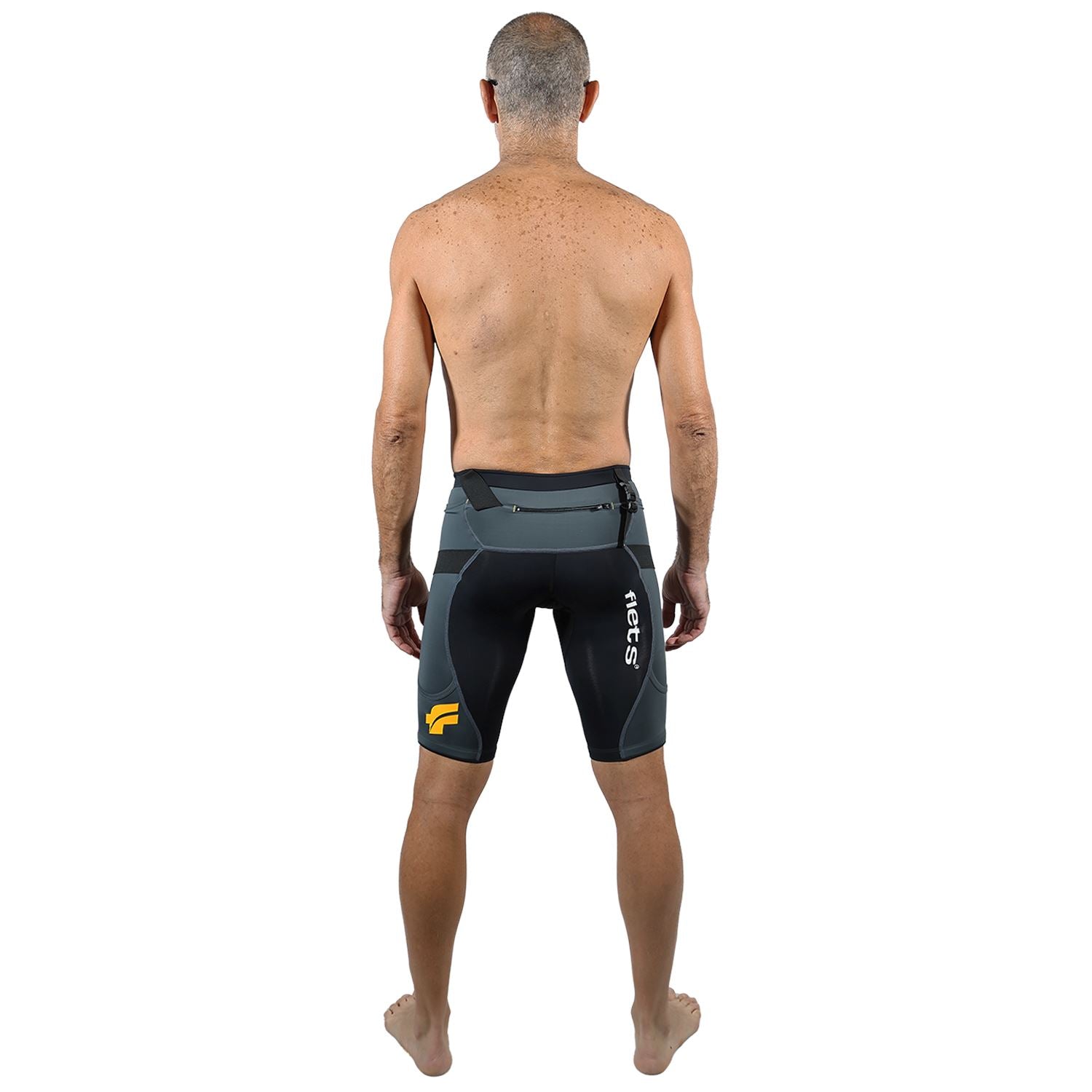 Bermuda TRAIL RUNNING Preta/Estanho - Masculina Bermuda Corrida Masculina Compressão Parte de Baixo FLETS