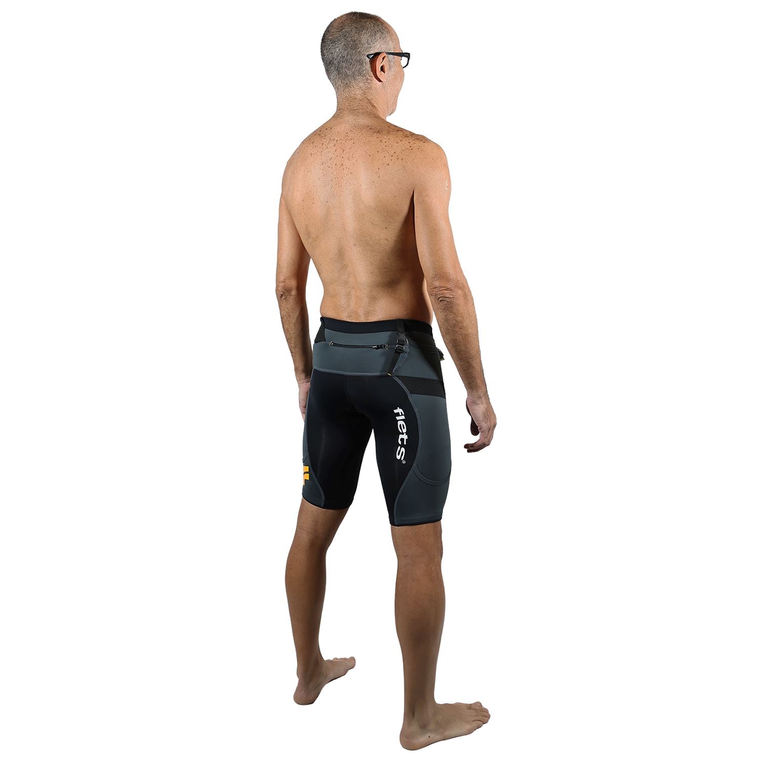 Bermuda TRAIL RUNNING Preta/Estanho - Masculina Bermuda Corrida Masculina Compressão Parte de Baixo FLETS