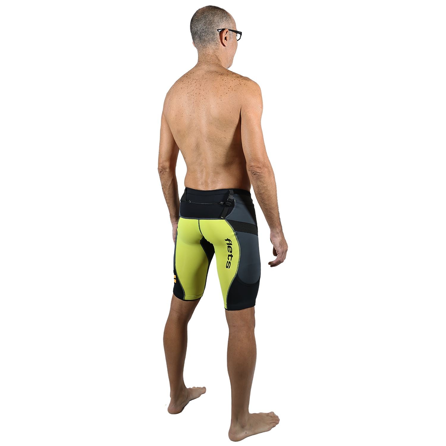 Bermuda TRAIL RUNNING Verde/Preto/Estanho - Masculina Bermuda Corrida Masculina Compressão Parte de Baixo FLETS