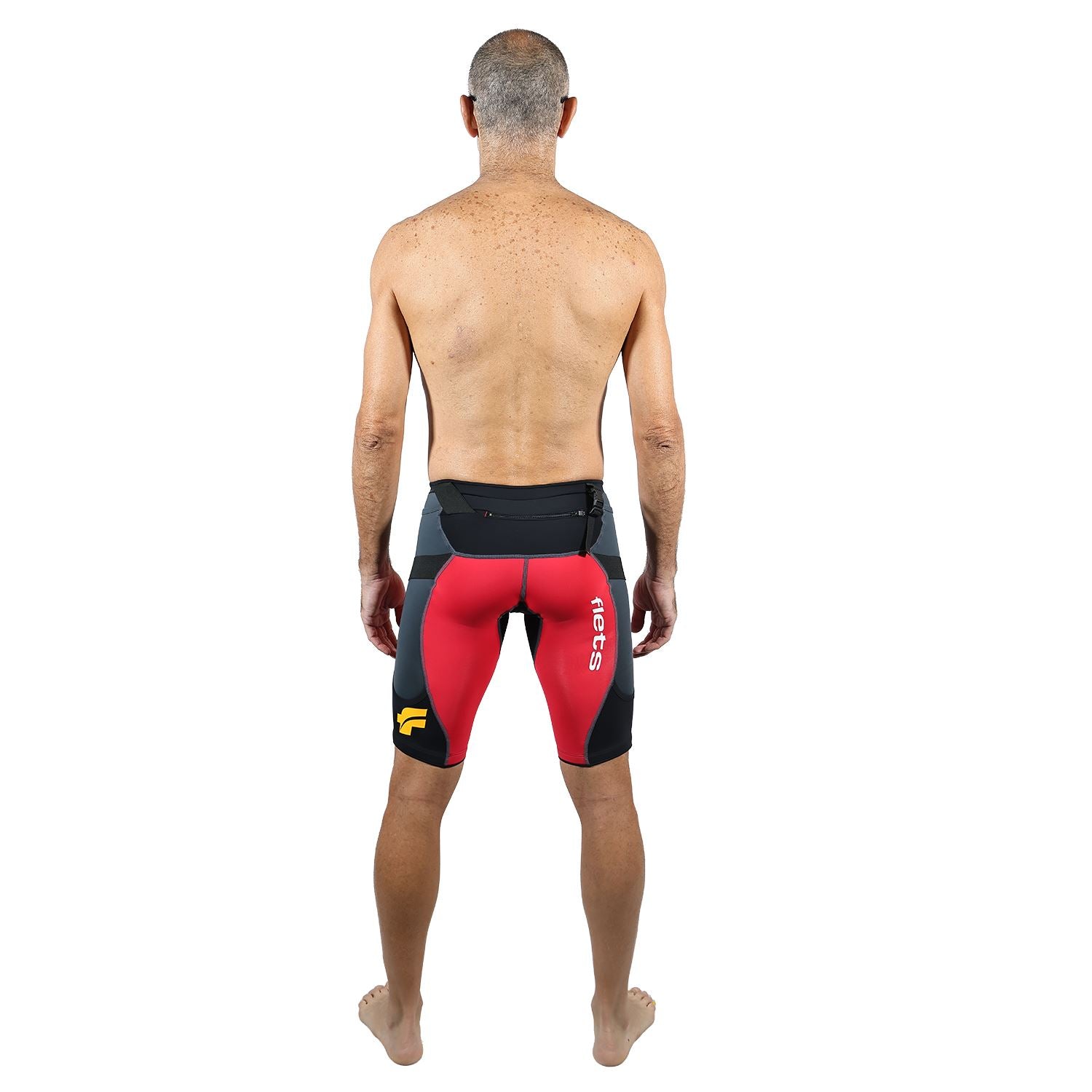 Bermuda TRAIL RUNNING Vermelho/Preto/Estanho - Masculina Bermuda Corrida Masculina Compressão Parte de Baixo FLETS