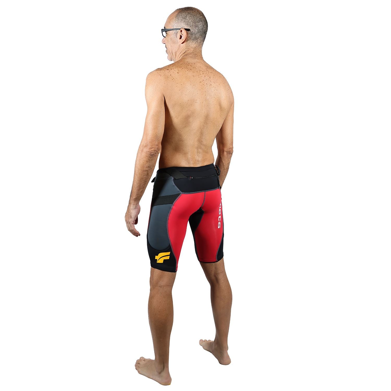 Bermuda TRAIL RUNNING Vermelho/Preto/Estanho - Masculina Bermuda Corrida Masculina Compressão Parte de Baixo FLETS
