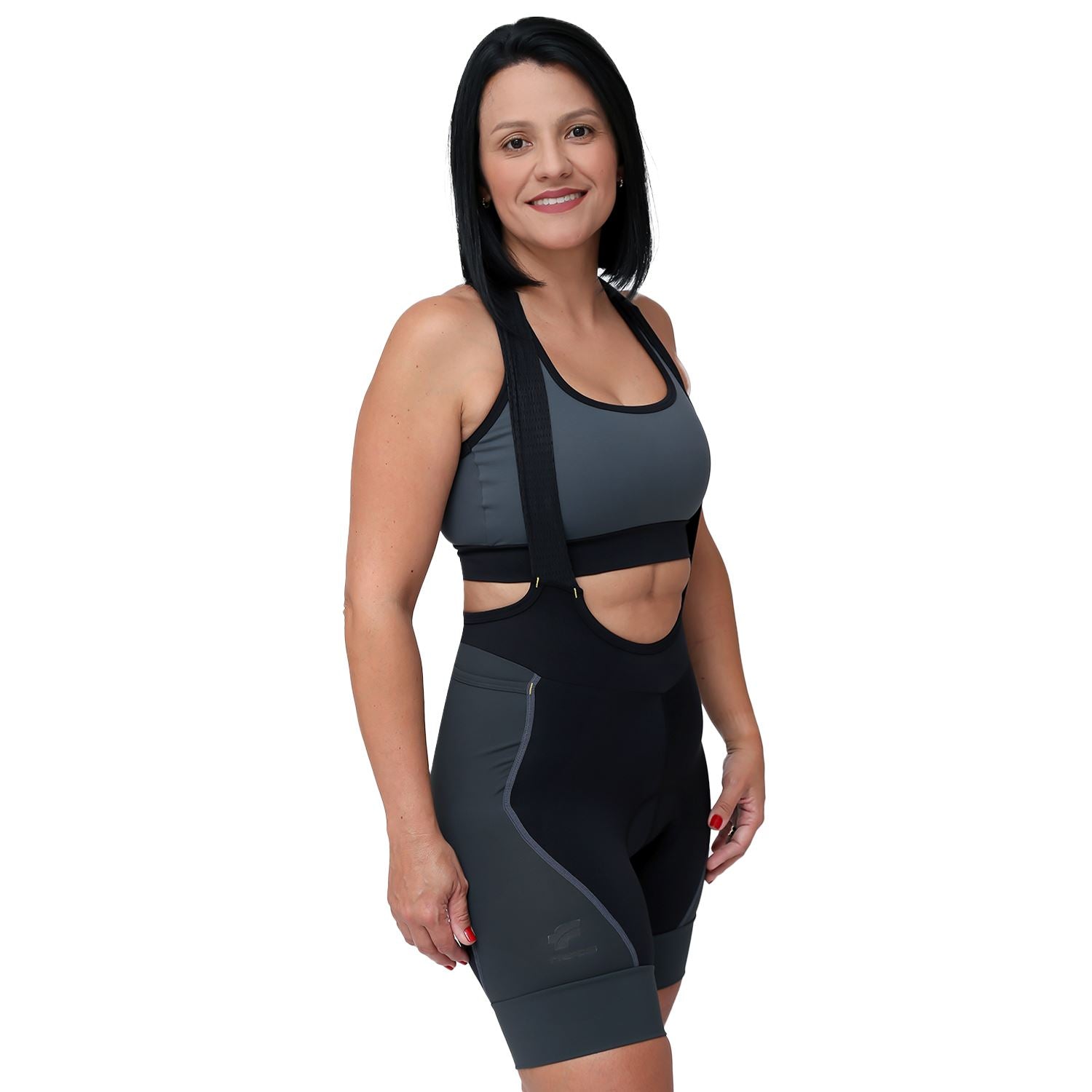 Bretelle "P&P Easy" l Preto c/ Estanho - FEMININO Bretelle Ciclismo Feminino Compressão FLETS
