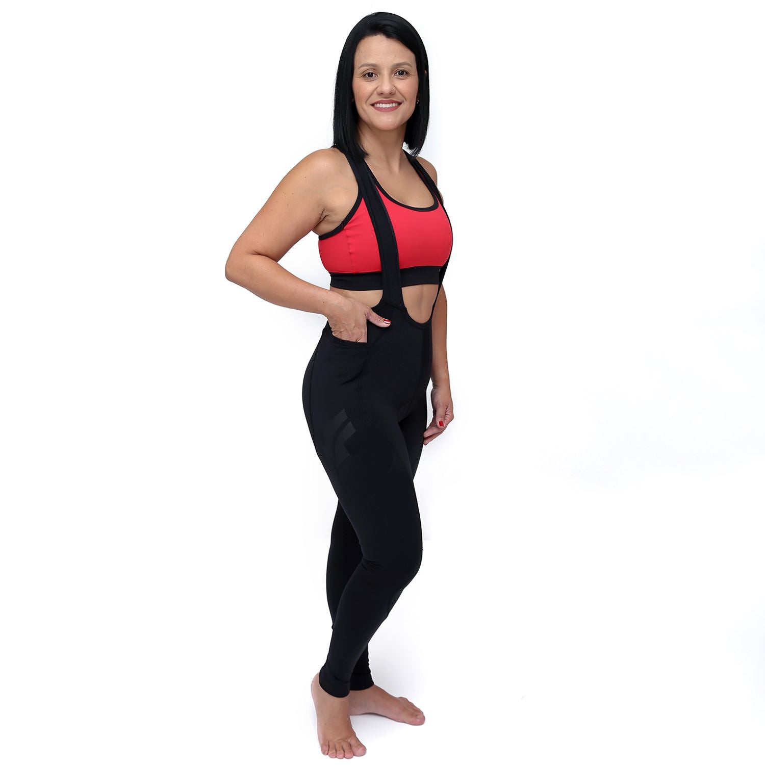 Calça Bretelle NOVA CYCLETECH AllBlack | Feminina Calça Ciclismo Feminina Compressão Parte de Baixo FLETS