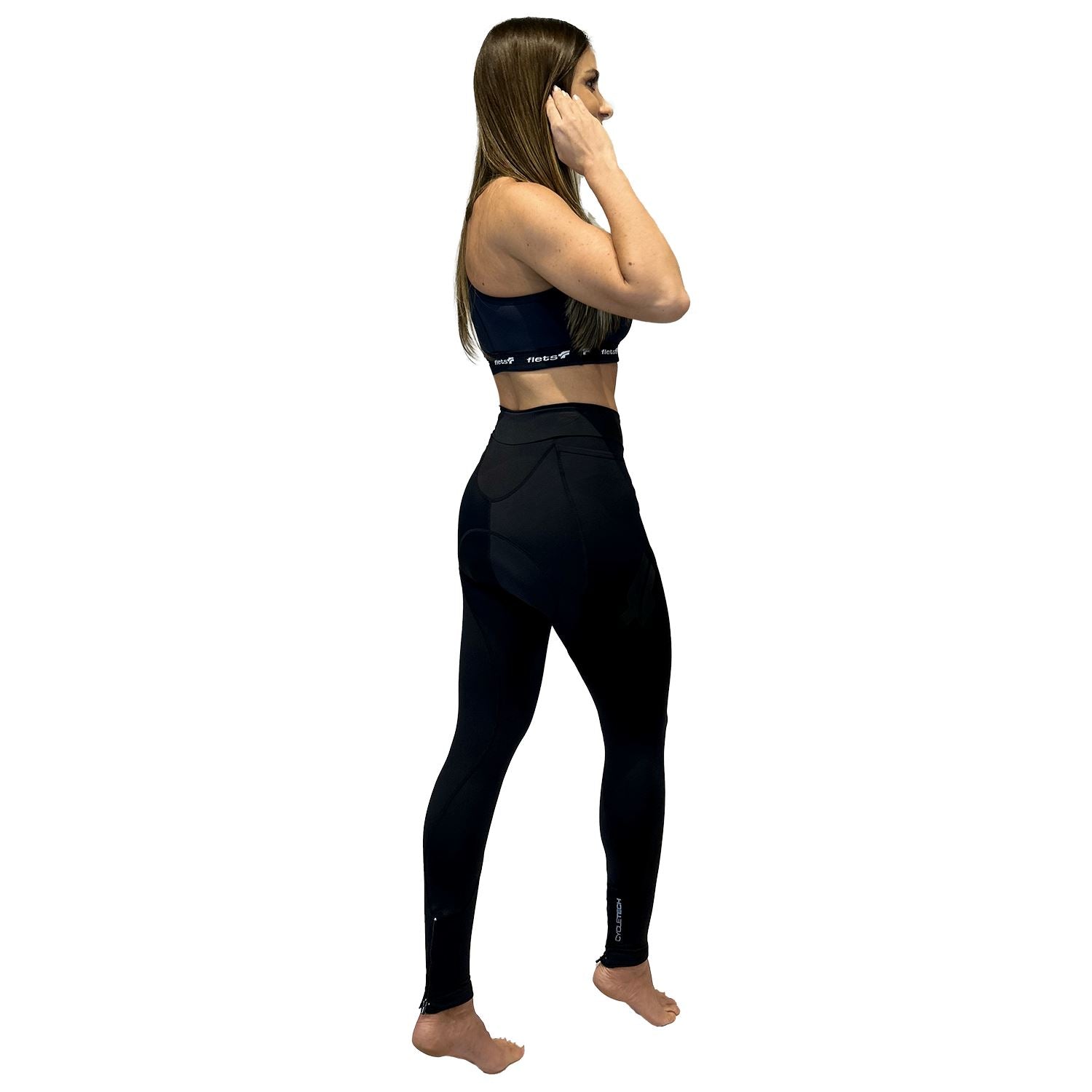 Calça NOVA CYCLETECH AllBlack | Feminina Calça Ciclismo Feminina Compressão Parte de Baixo FLETS