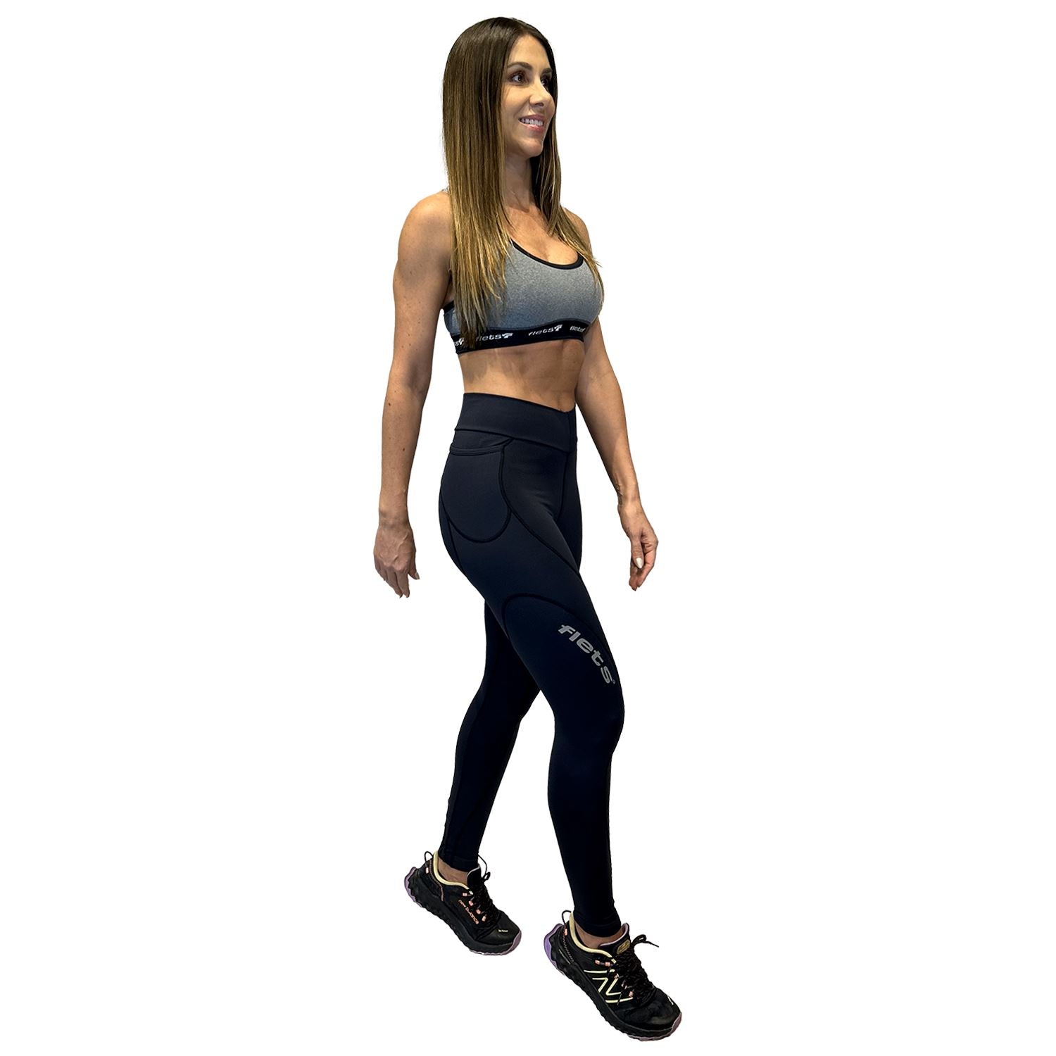 Calça Running de Compressão Fem l Preta Calça Corrida Feminina Compressão Parte de Baixo Flets