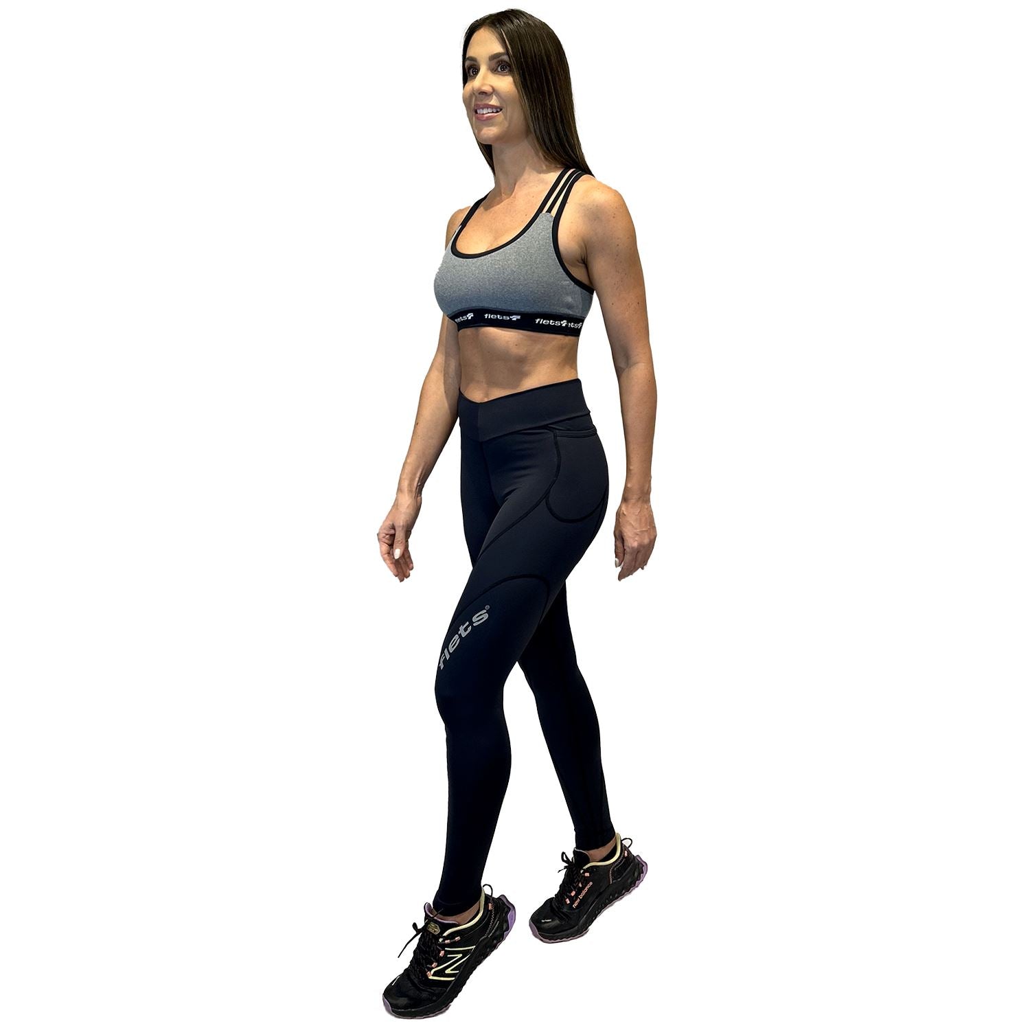Calça Running de Compressão Fem l Preta Calça Corrida Feminina Compressão Parte de Baixo Flets