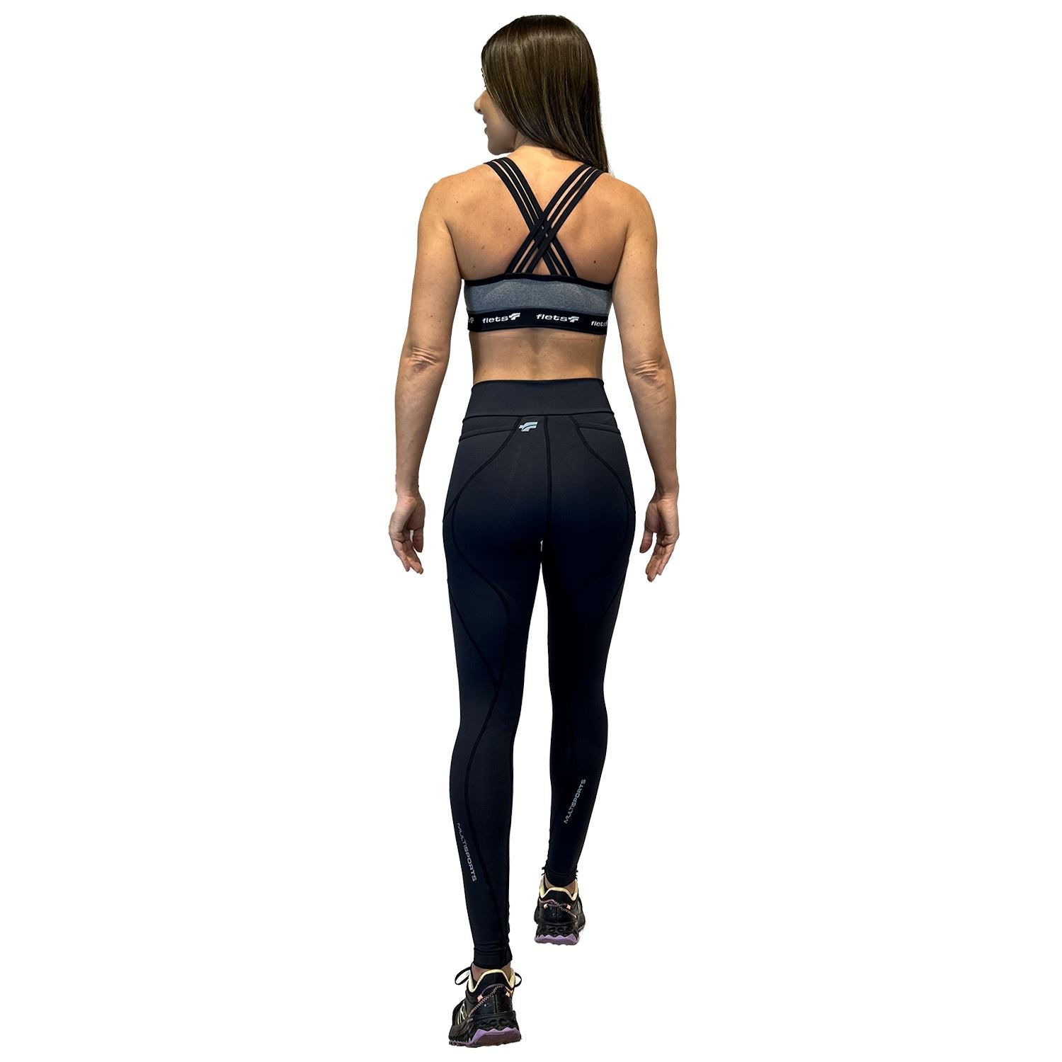 Calça Running de Compressão Fem l Preta Calça Corrida Feminina Compressão Parte de Baixo Flets
