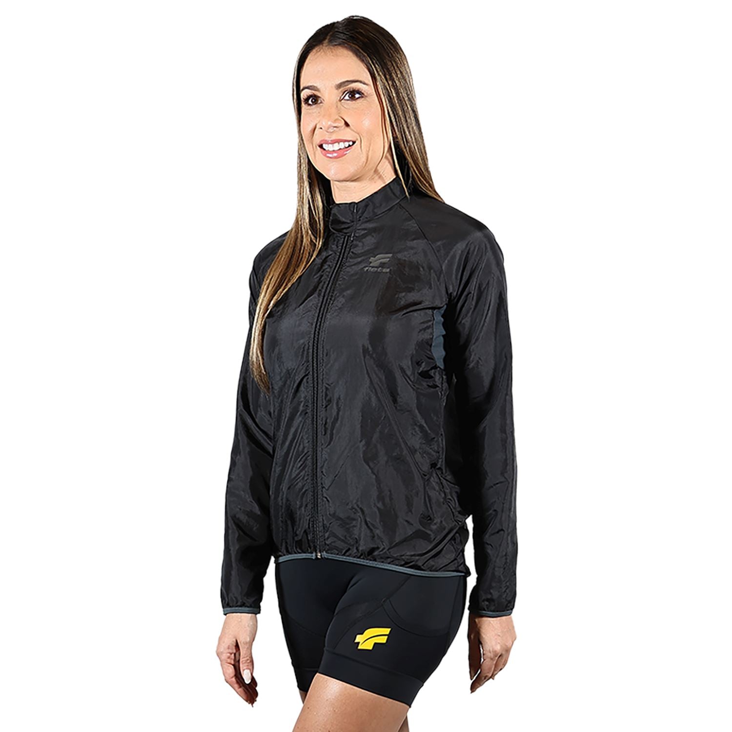 Jaqueta Corta Vento Feminina Preta Jaqueta Multisport Feminina Parte de Cima FLETS