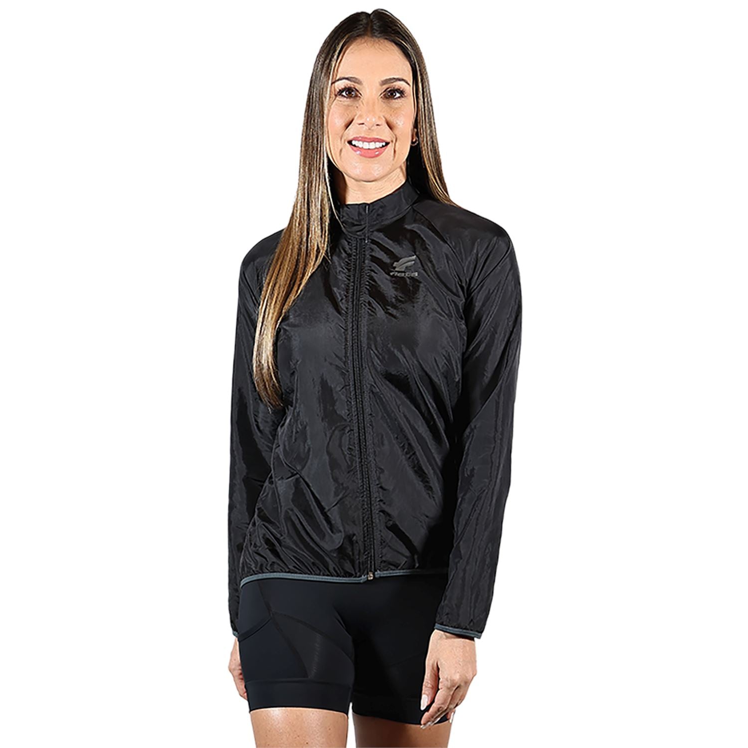 Jaqueta Corta Vento Feminina Preta Jaqueta Multisport Feminina Parte de Cima FLETS