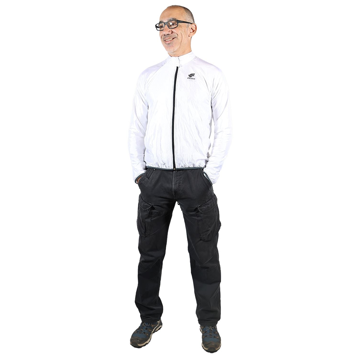 Jaqueta Corta Vento Masculina Branco Jaqueta Multisport Masculina Parte de Cima FLETS