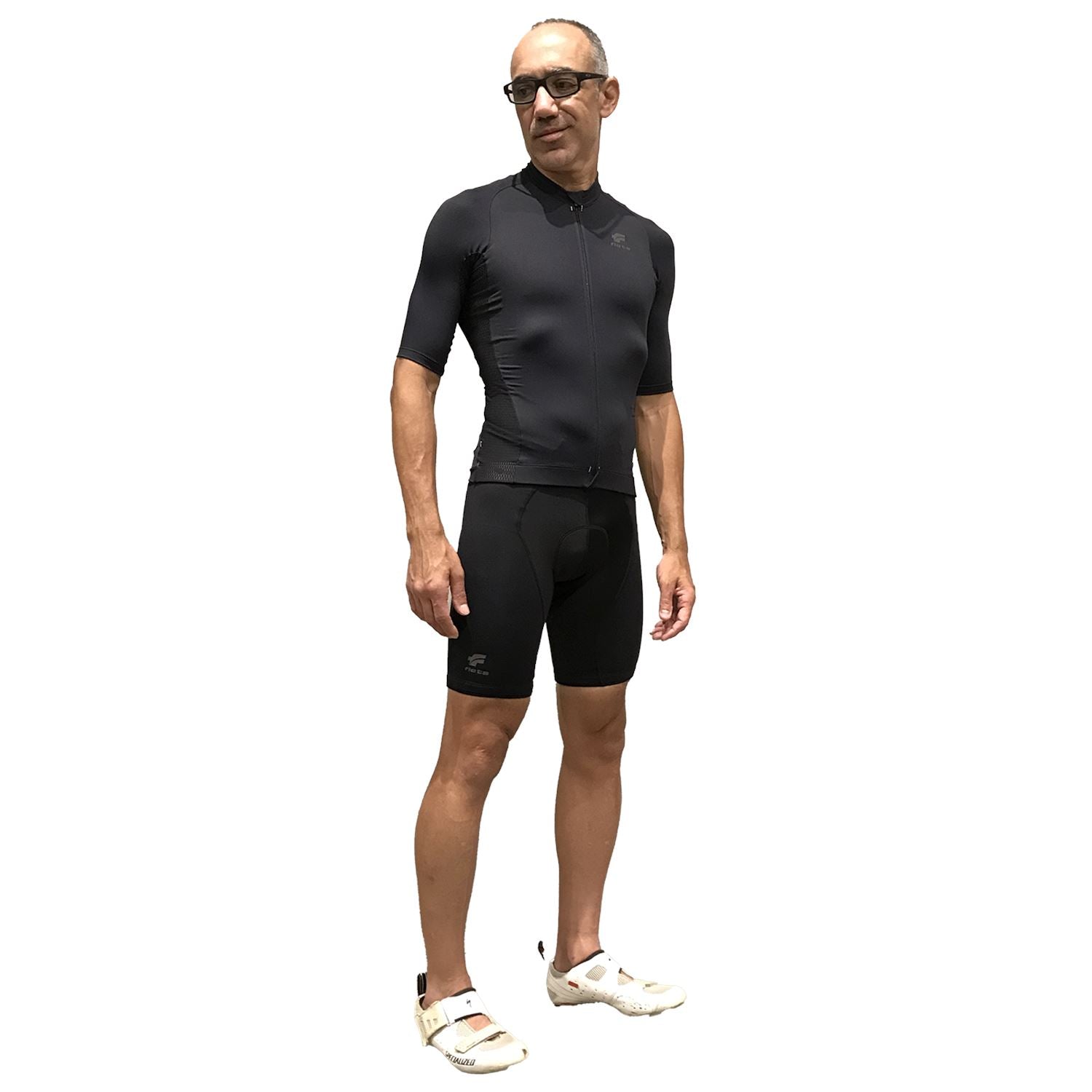 Jersey Manga Curta NOVA CYCLETECH | Preto Camisa Ciclismo Masculina Parte de Cima FLETS