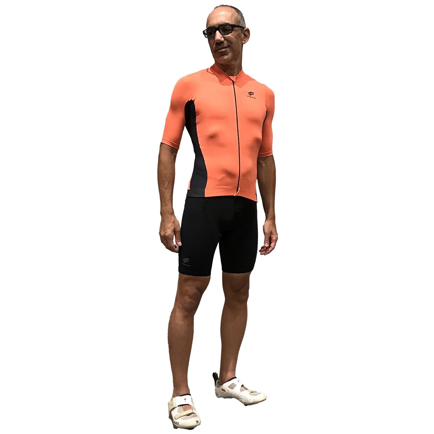 Jersey Manga Curta NOVA CYCLETECH | Salmão Camisa Ciclismo Masculina Parte de Cima FLETS