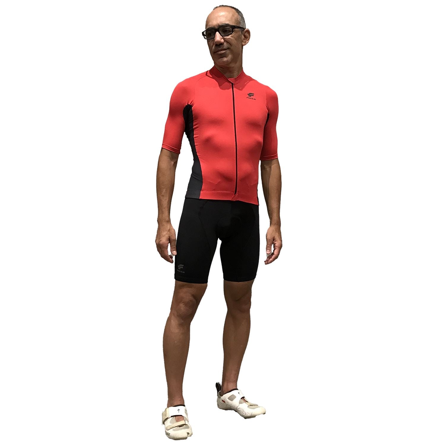 Jersey Manga Curta NOVA CYCLETECH | Vermelho Camisa Ciclismo Masculina Parte de Cima FLETS