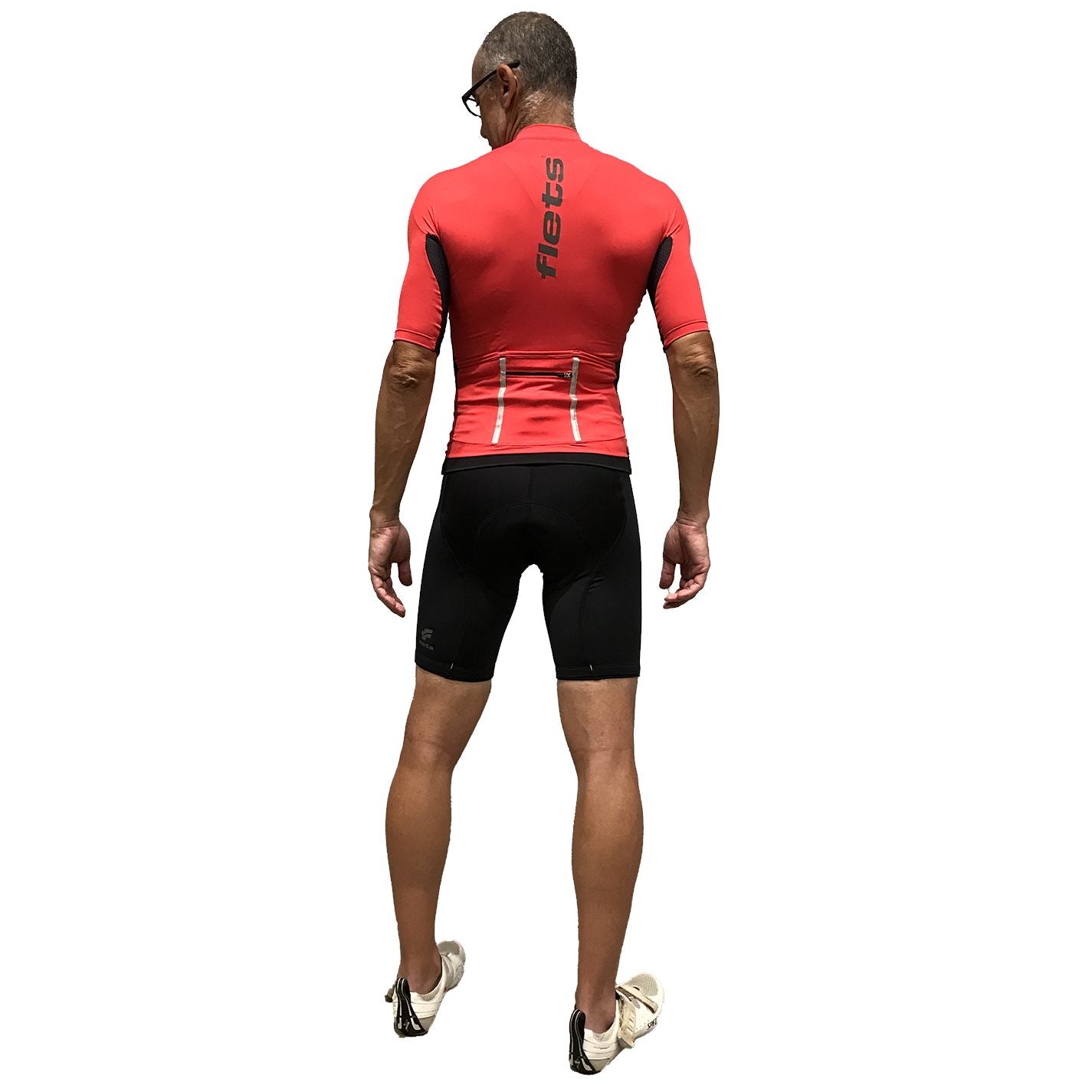 Jersey Manga Curta NOVA CYCLETECH | Vermelho Camisa Ciclismo Masculina Parte de Cima FLETS