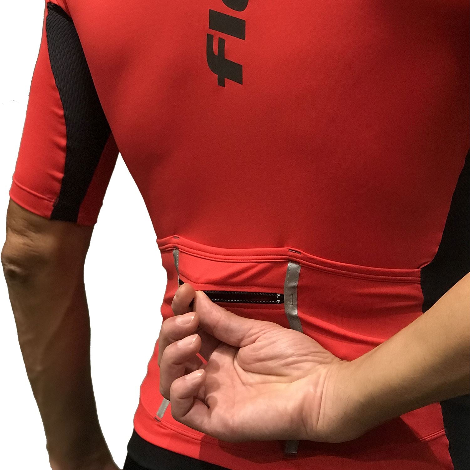 Jersey Manga Curta NOVA CYCLETECH | Vermelho Camisa Ciclismo Masculina Parte de Cima FLETS