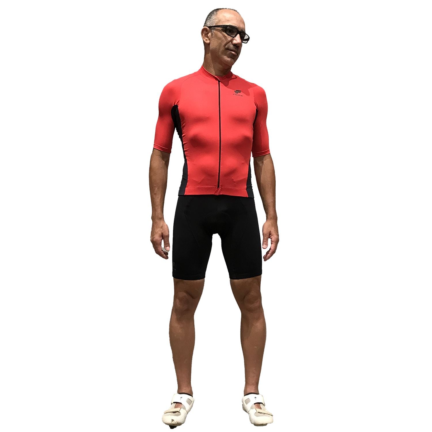 Jersey Manga Curta NOVA CYCLETECH | Vermelho Camisa Ciclismo Masculina Parte de Cima FLETS