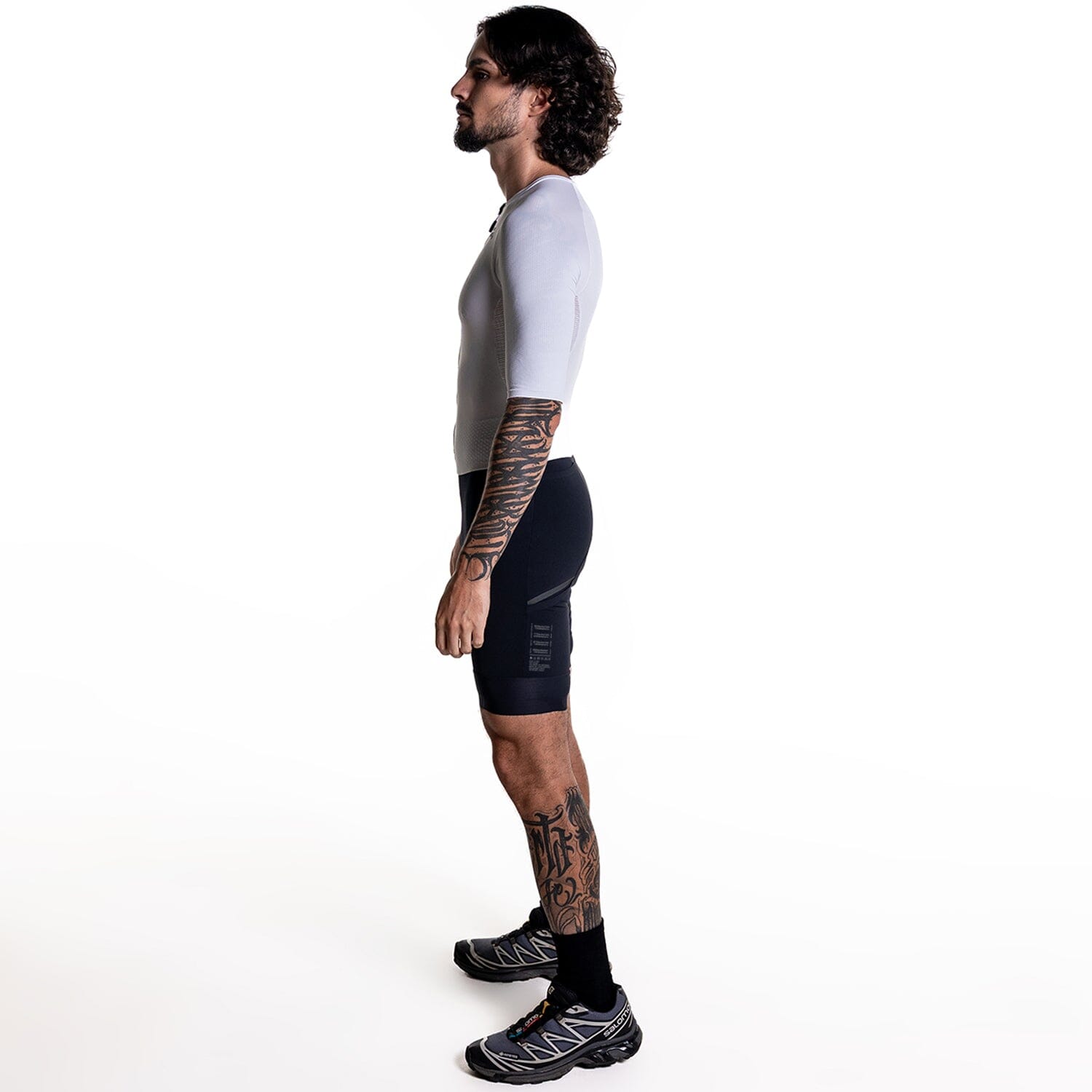 Macaquinho Triathlon com Manga VUKA Masc Branco Macaquinho Triathlon com manga Masculino Compressão Corpo Inteiro FLETS