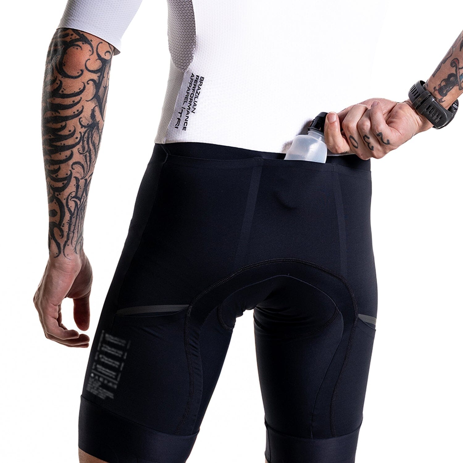Macaquinho Triathlon com Manga VUKA Masc Branco Macaquinho Triathlon com manga Masculino Compressão Corpo Inteiro FLETS