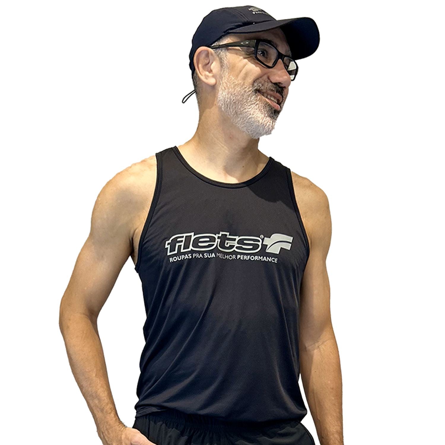 Regata Masculina LOGO | Preta Regata Multisport Masculina FLETS