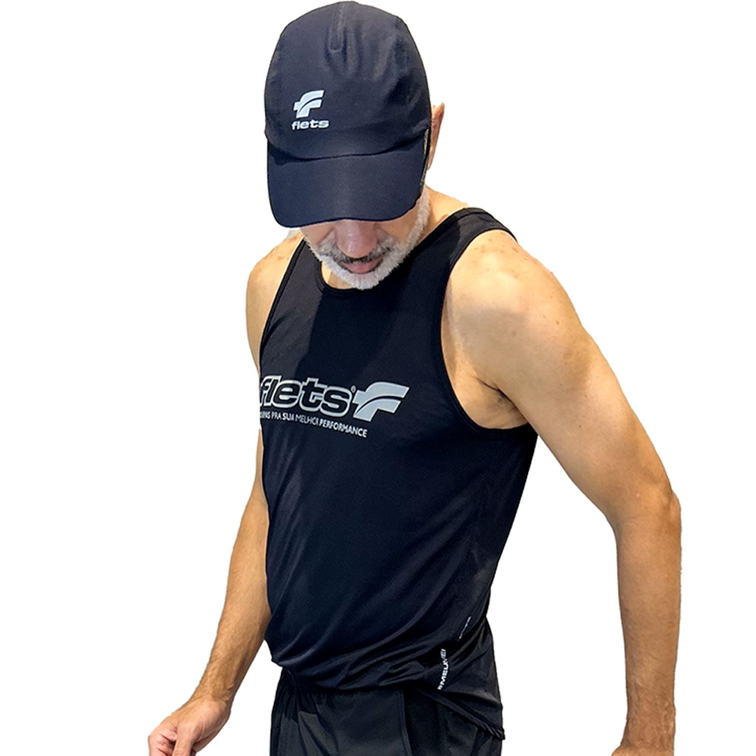 Regata Masculina LOGO | Preta Regata Multisport Masculina FLETS