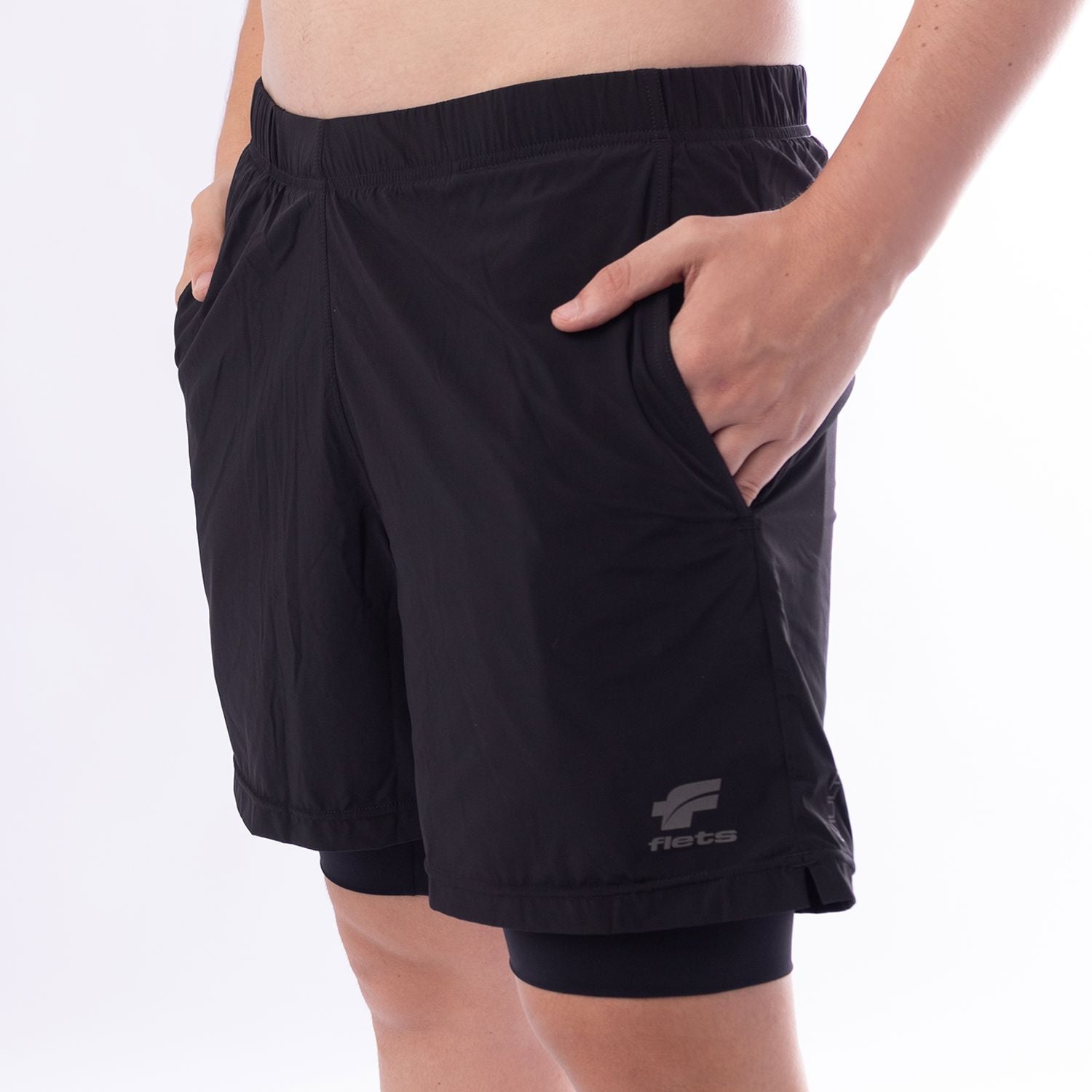 Shorts FLOW c/ Bermuda Interna l Preto Shorts Masculino FLETS