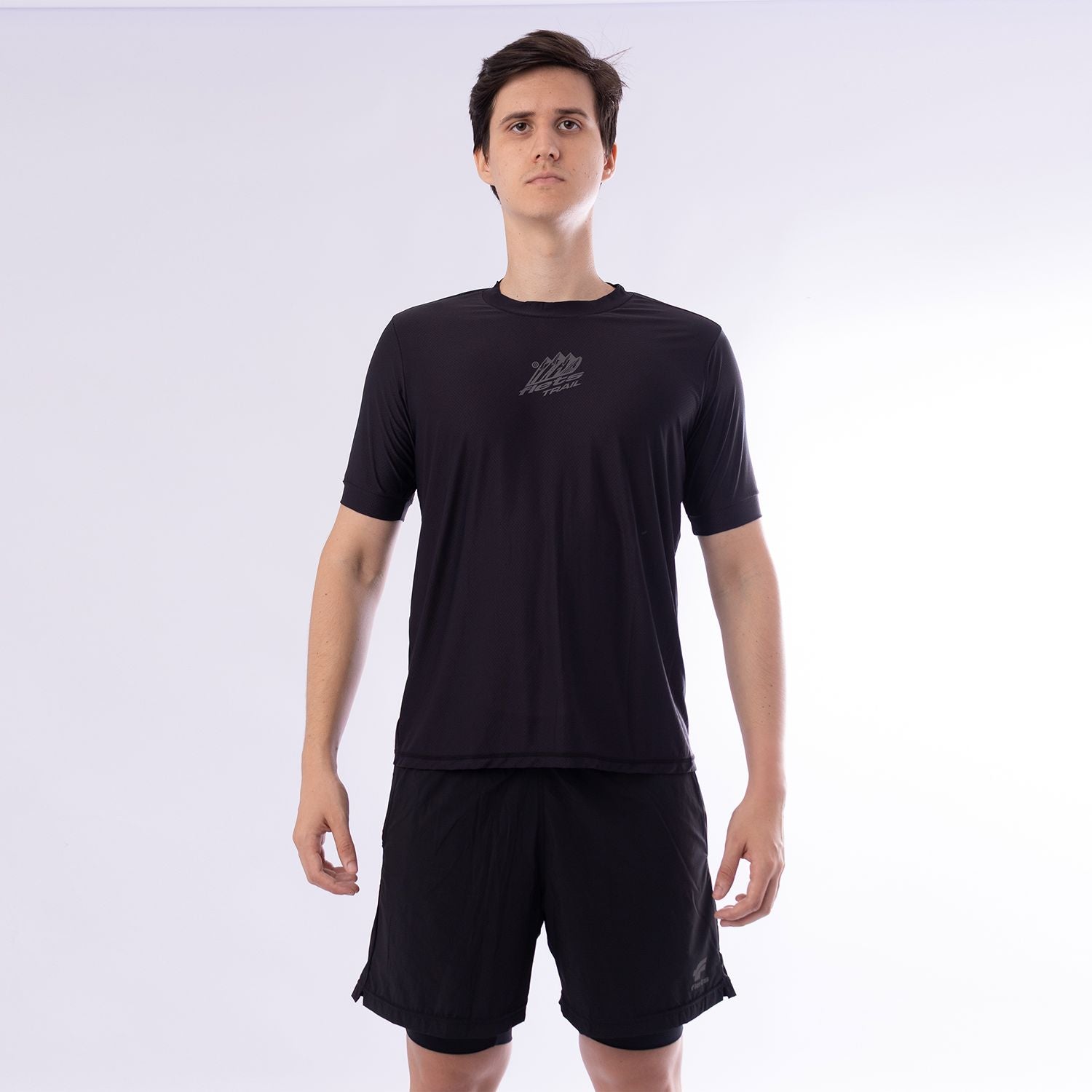 T-shirt Preta Estampa FLETS TRAIL Refletiva Camisa Masculina FLETS P