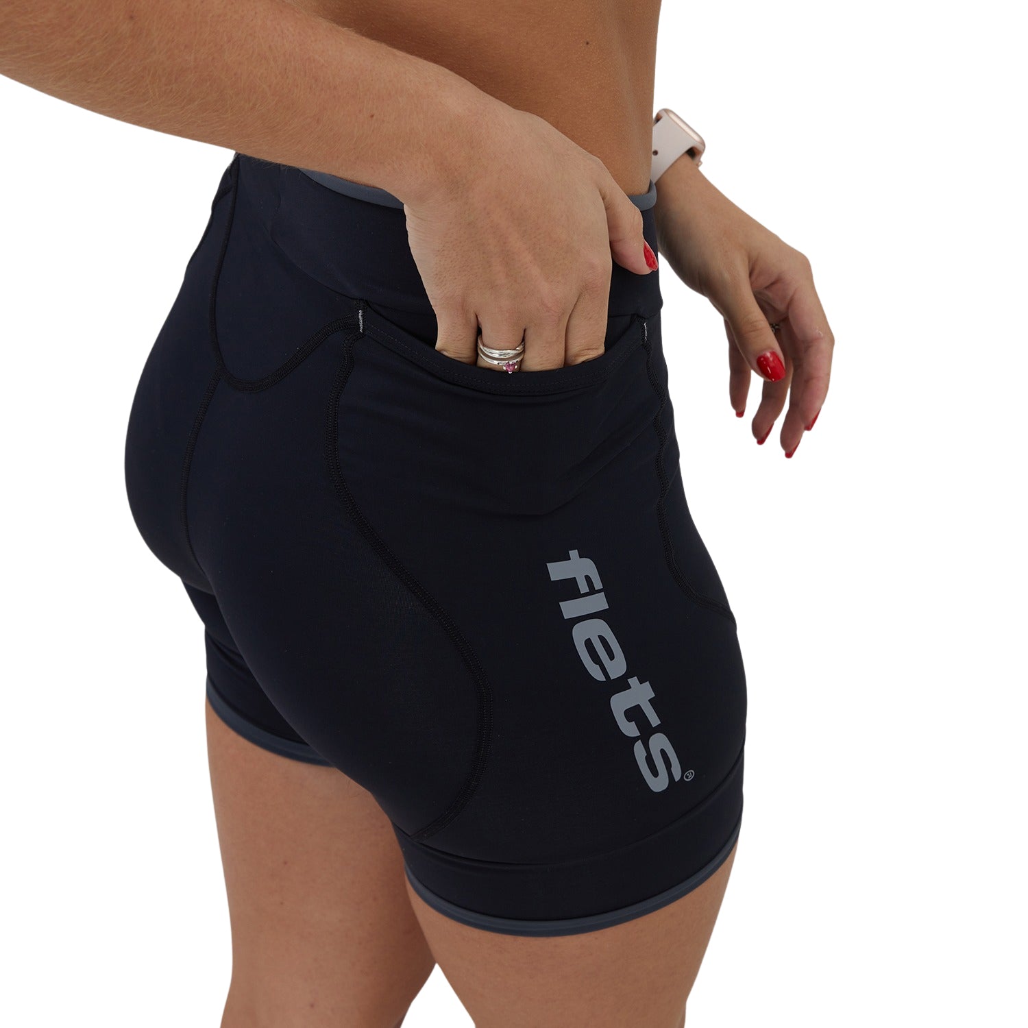 BERMUDA MULTISPORT RUN FIT PRETA COM ESTANHO FEMININA Bermuda Corrida Feminina Compressão Parte de Baixo Flets