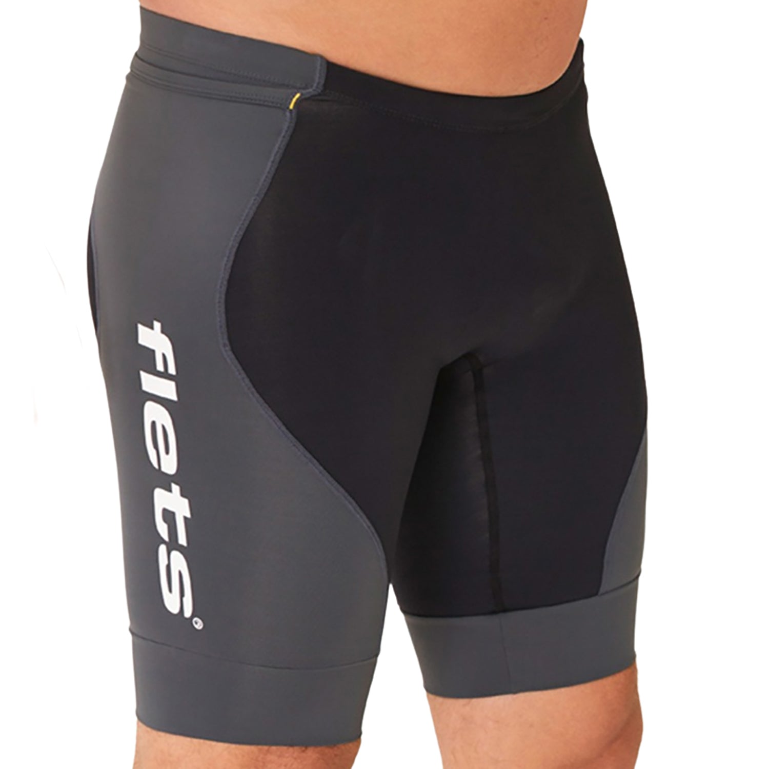 Bermuda Multisport Running - Preta c/ Lateral Estanho l logo F AMARELO l Masc Bermuda Ciclismo Masculina Compressão Parte de Baixo Flets