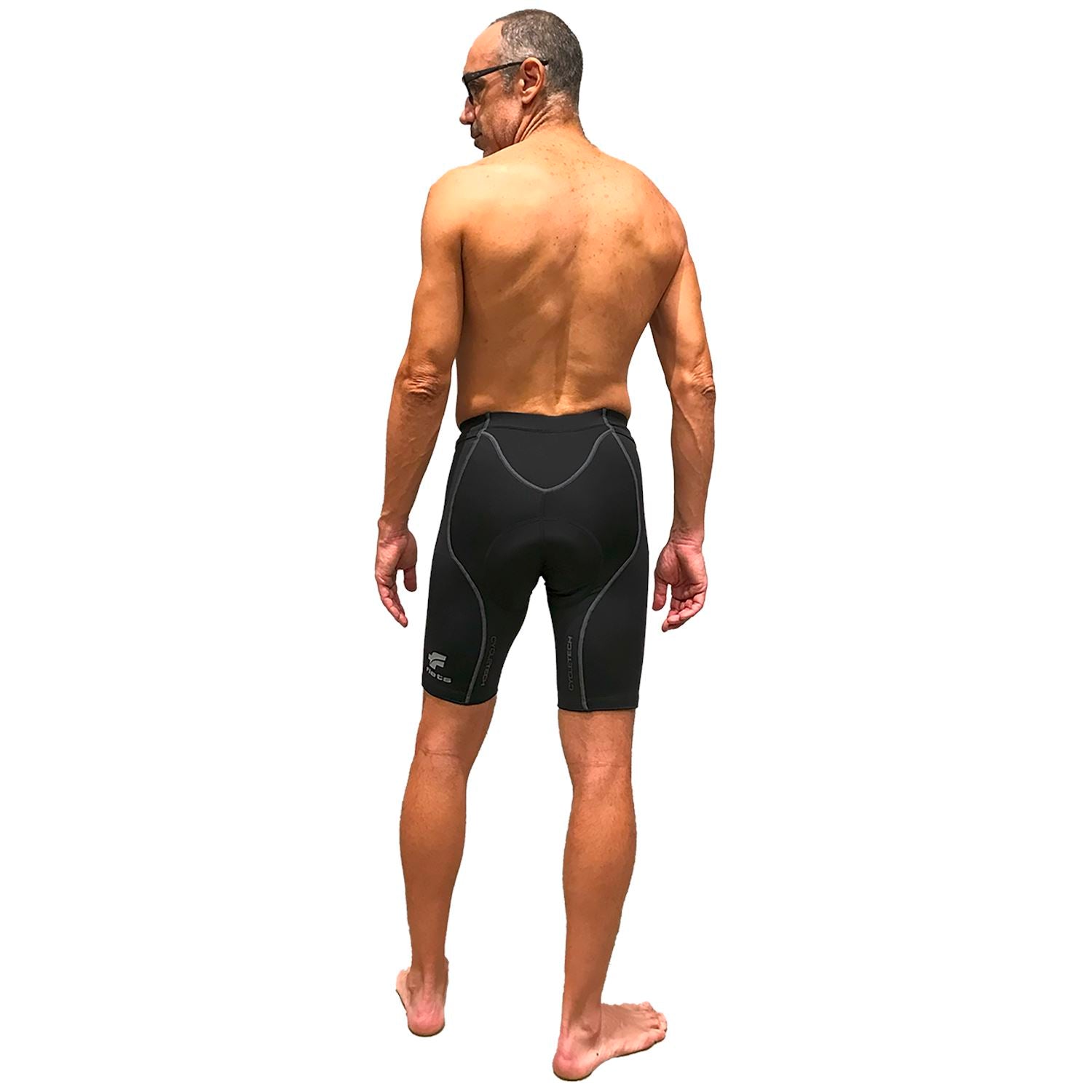 Bermuda NOVA CYCLETECH - Preto c/ ESTANHO | MASC Bermuda Ciclismo Basic Compressão Masculina Parte de Baixo FLETS