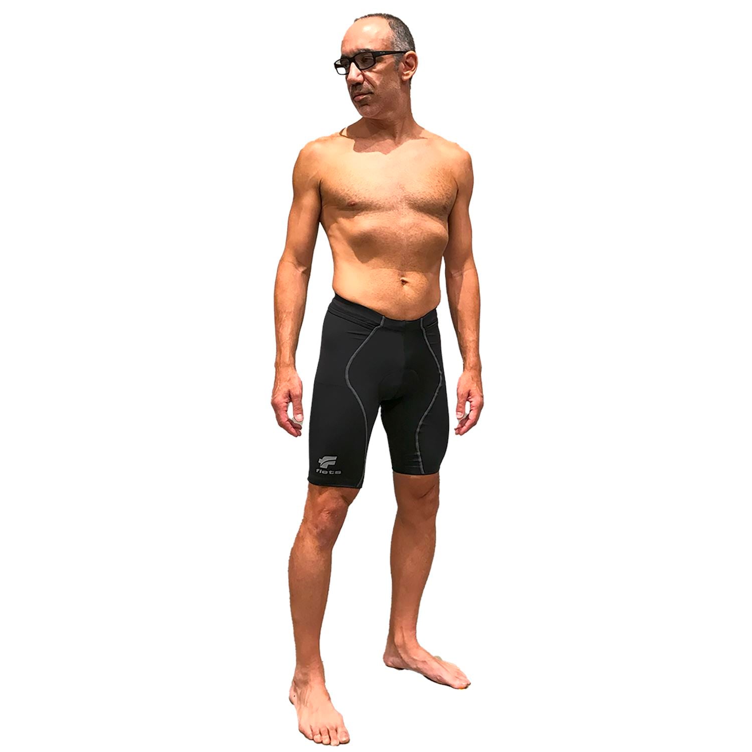 Bermuda NOVA CYCLETECH - Preto c/ ESTANHO | MASC Bermuda Ciclismo Basic Compressão Masculina Parte de Baixo FLETS