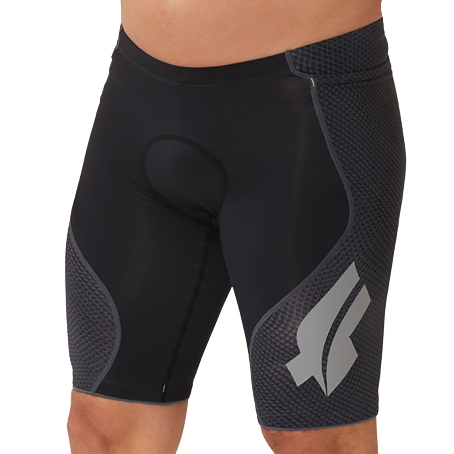 Bermuda TRIATHLON - Preta c/ Lateral FFE l logo F ESTANHO l Masc Bermuda Triathlon Masculina Compressão Parte de Baixo Flets