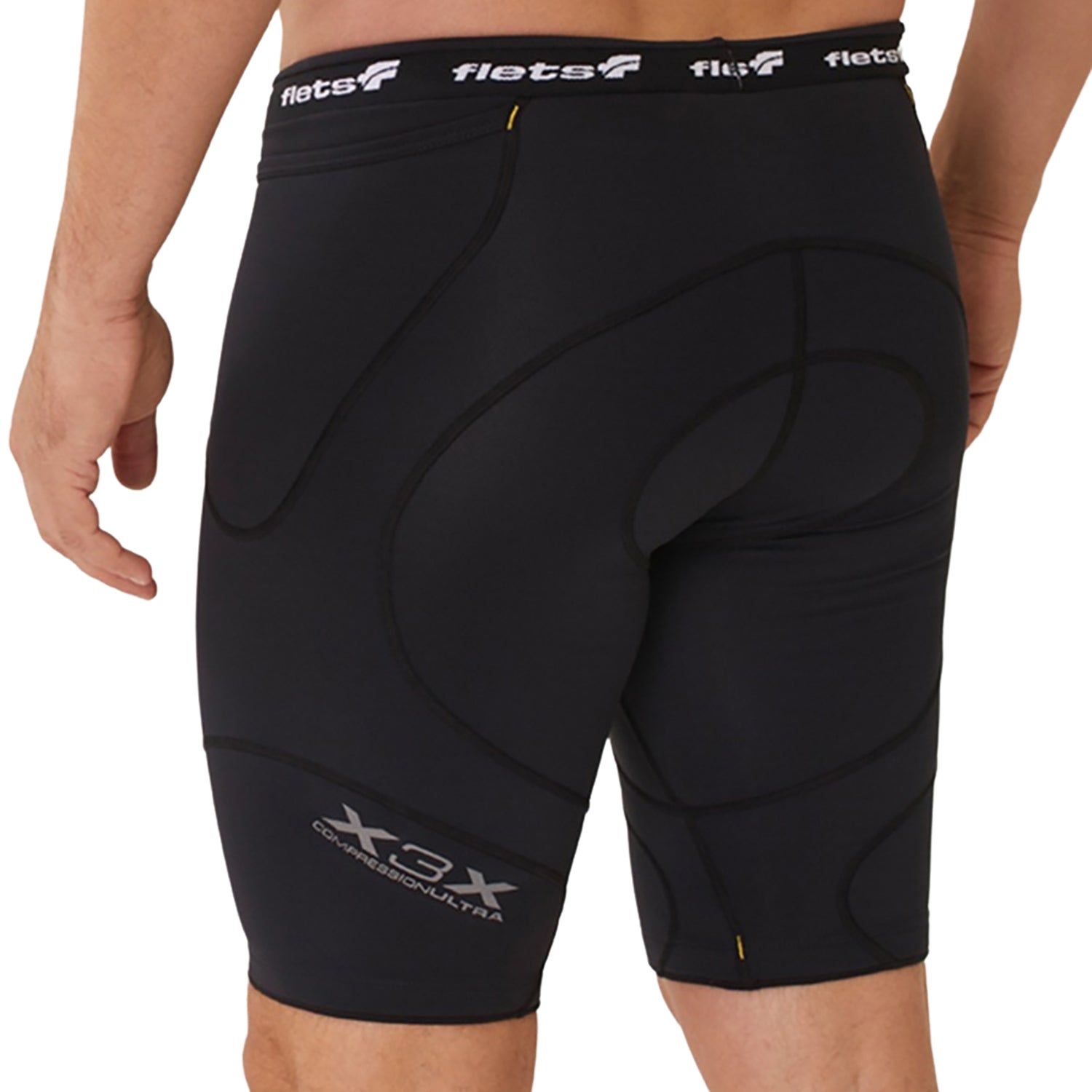 Bermuda TRIATHLON X3X COMPRESSION ULTRA - Preta l Masc Bermuda Triathlon Masculina Compressão Parte de Baixo FLETS