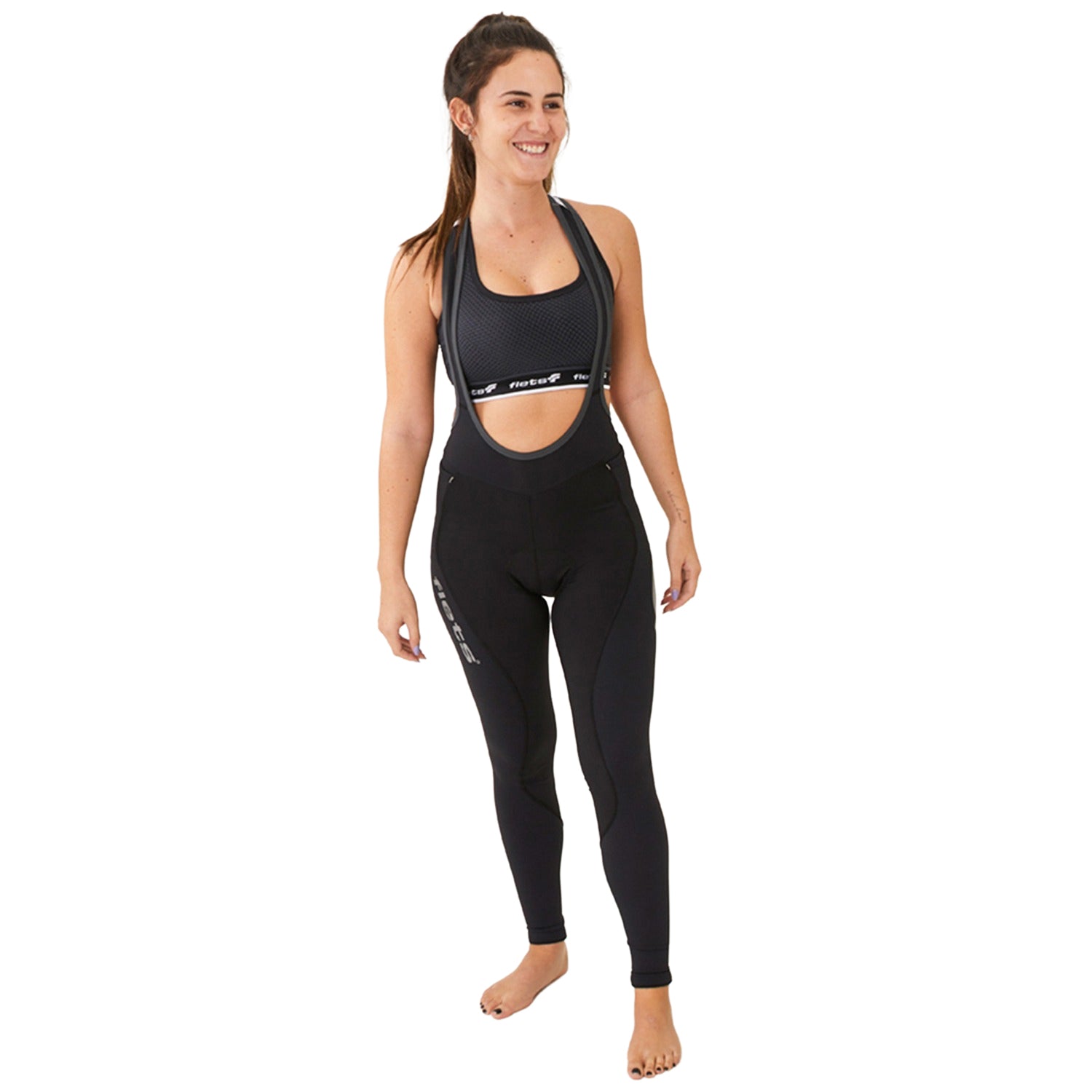 CALÇA BRETELLE BASIC COMPRESSION FEMININA COM F ESTANHO Calça Bretelle Ciclismo Feminina Compressão Flets