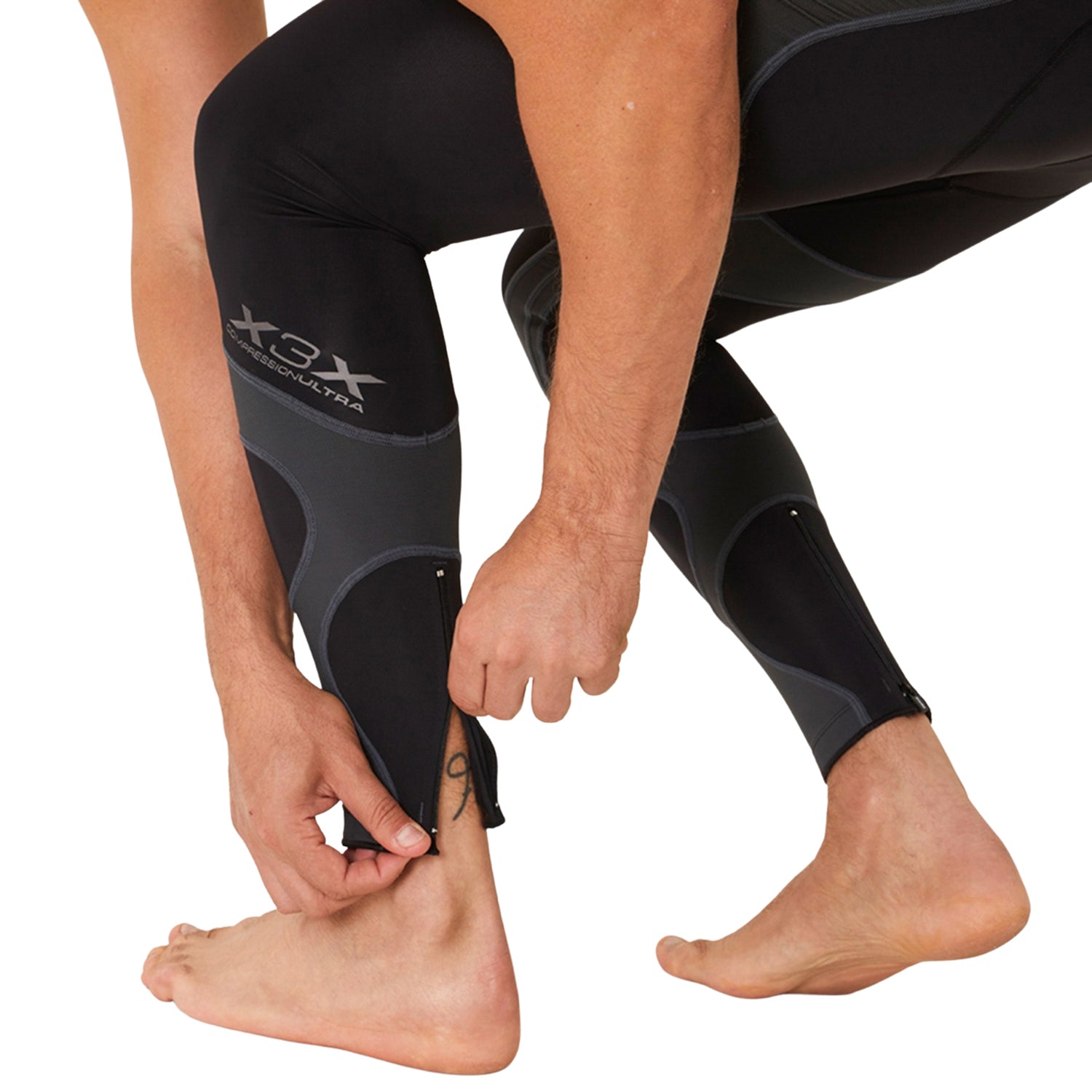 Calça Ciclismo X3X COMPRESSION ULTRA - Preto e Estanho Calça Ciclismo Masculina Compressão Parte de Baixo Flets
