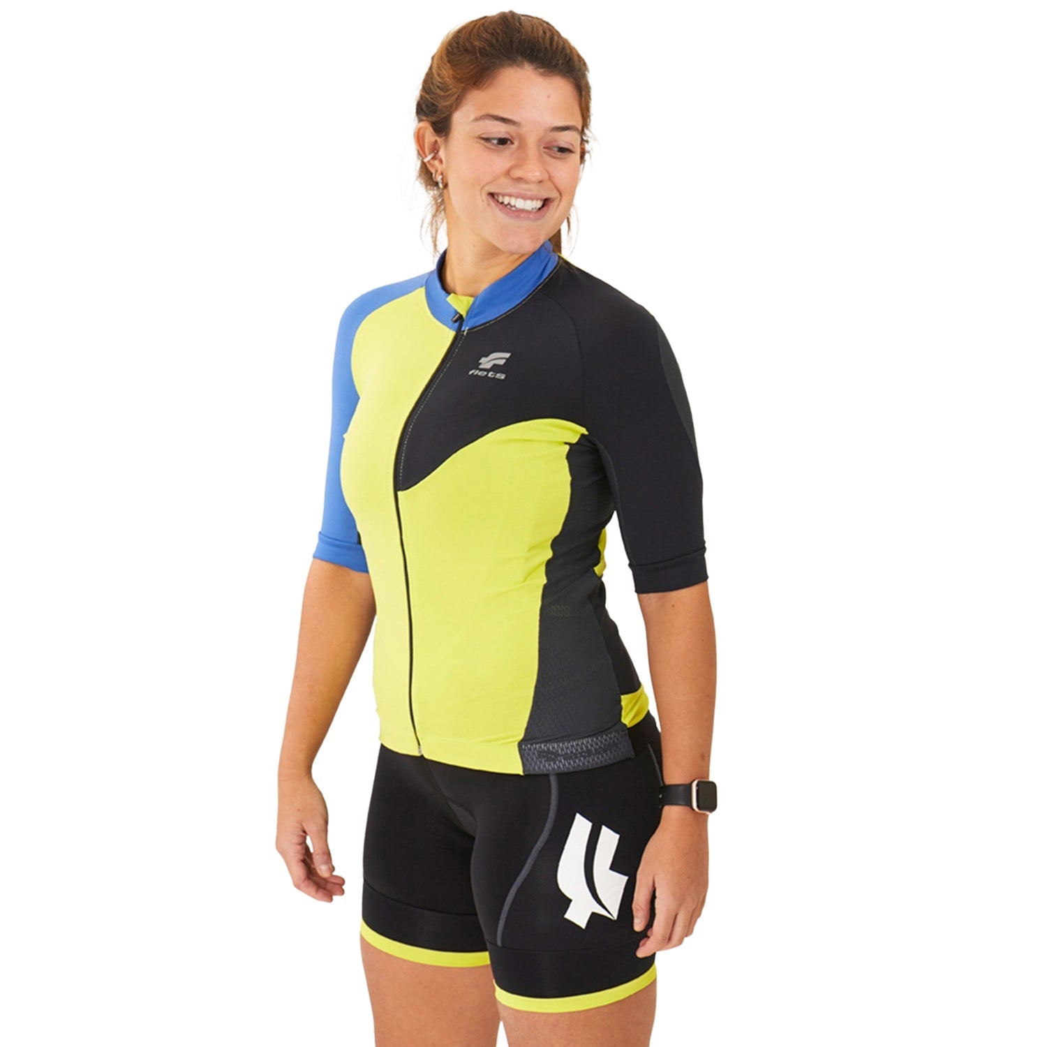 CAMISA CICLISMO MANGA CURTA COM RECORTE FEMININA Camisa Ciclismo Feminina Parte de Cima Flets