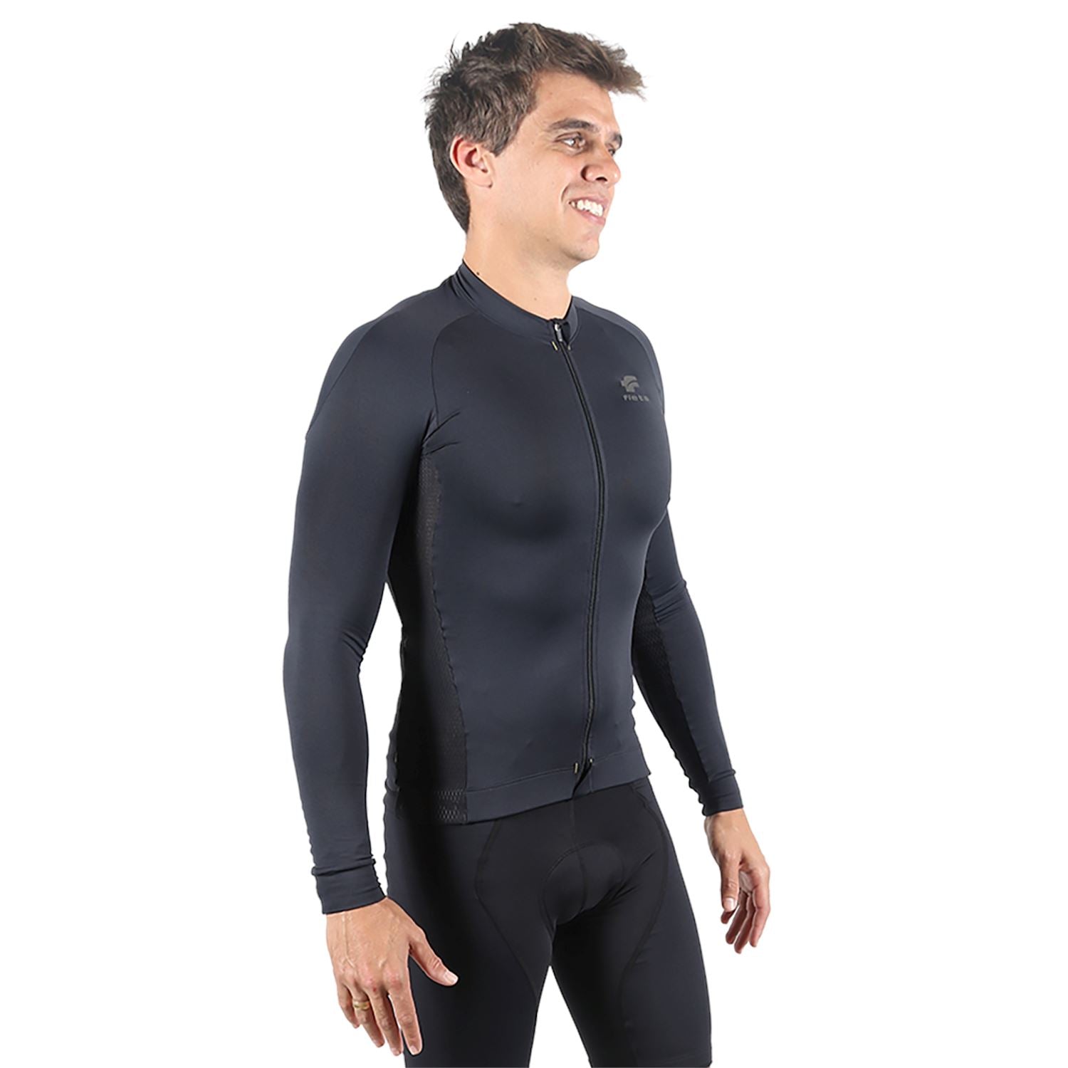 Jersey Manga Longa Masculina | AllBlack Camisa Ciclismo Masculina Parte de Cima FLETS